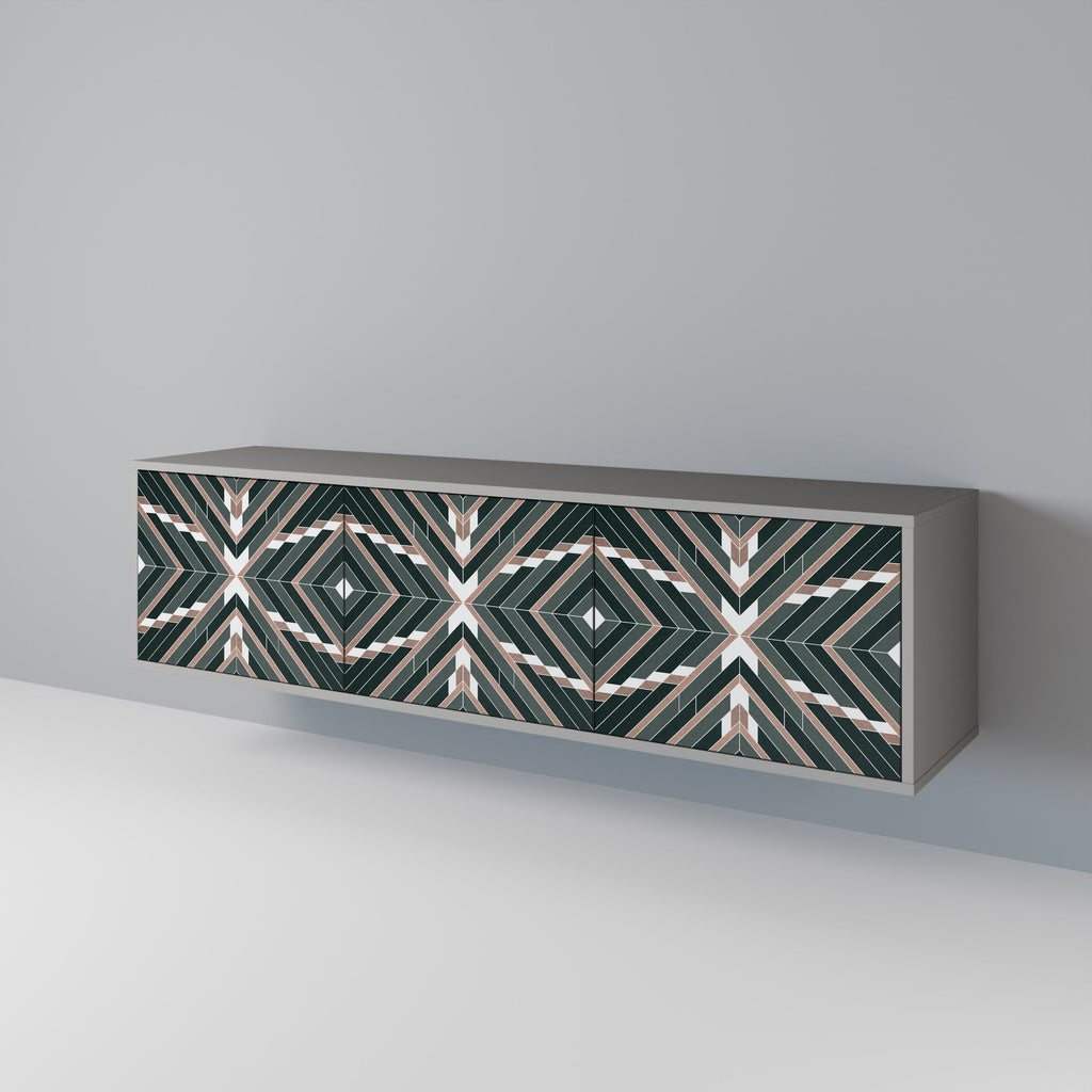 DIMENSION DELIGHTS 3-Door TV Stand in Grey Finish