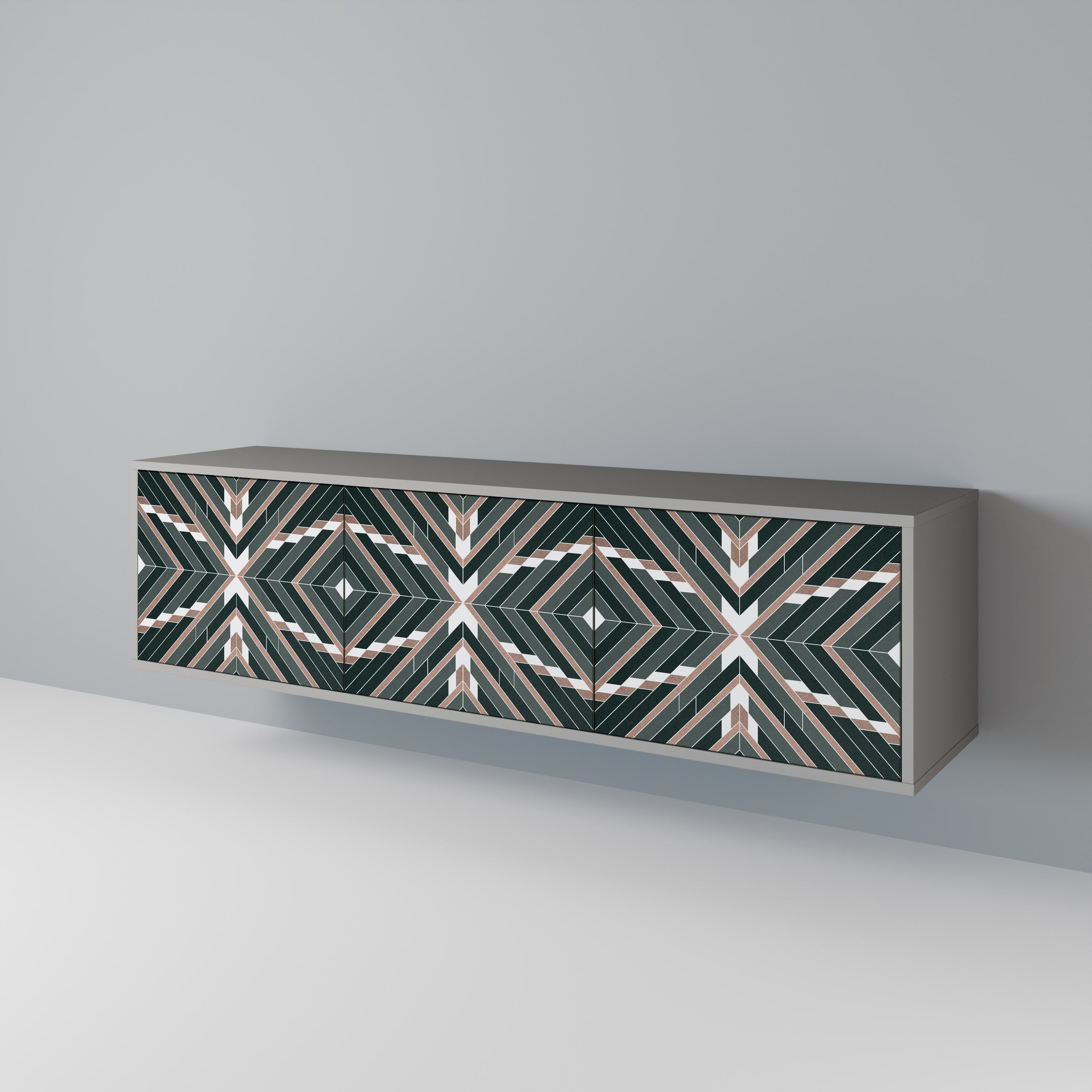 DIMENSION DELIGHTS 3-Door TV Stand in Grey Finish