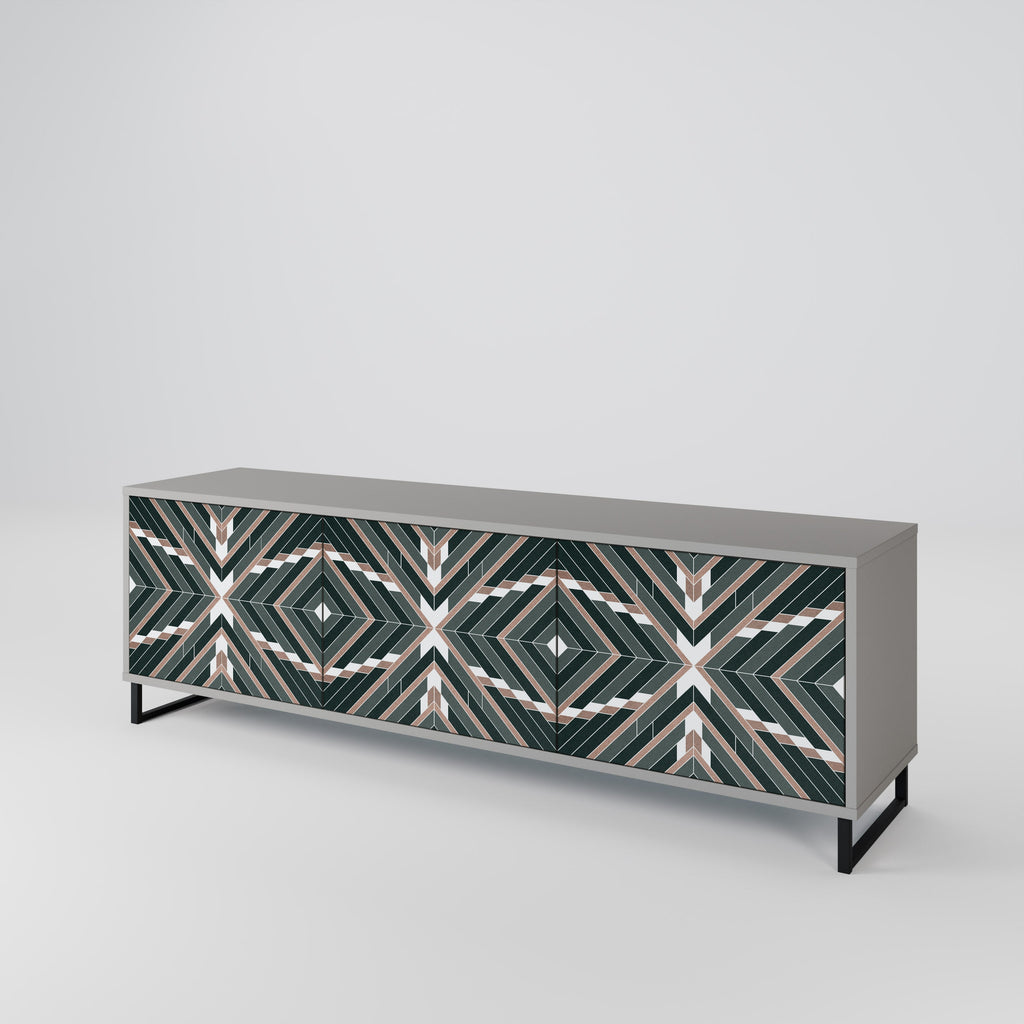 DIMENSION DELIGHTS 3-Door TV Stand in Grey Finish