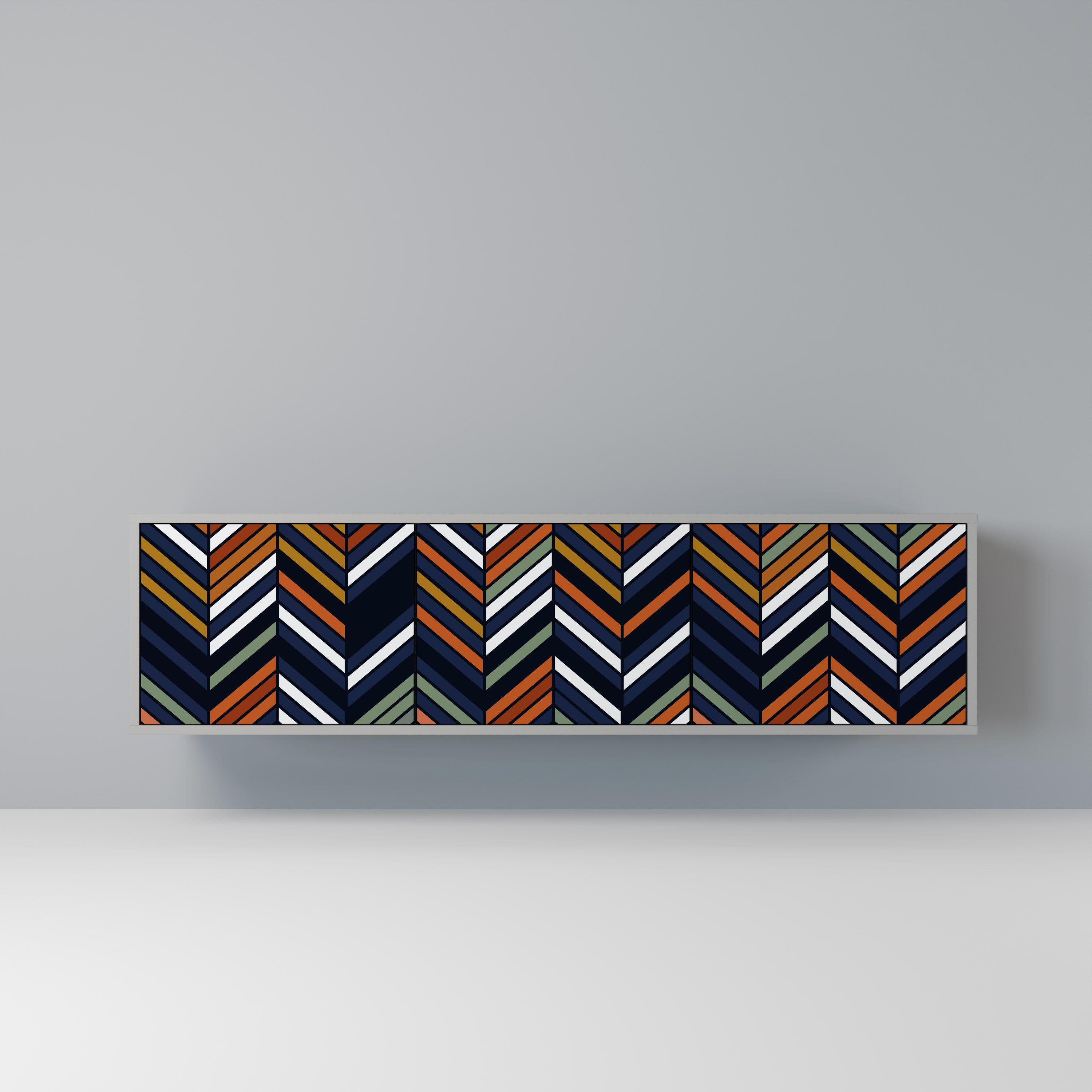 VIBRANT PATCHWORK TV-Lowboard mit 3 Türen in Grau