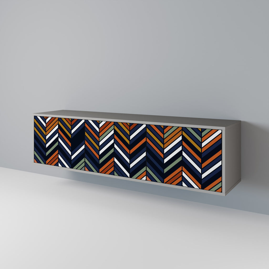 VIBRANT PATCHWORK TV-Lowboard mit 3 Türen in Grau