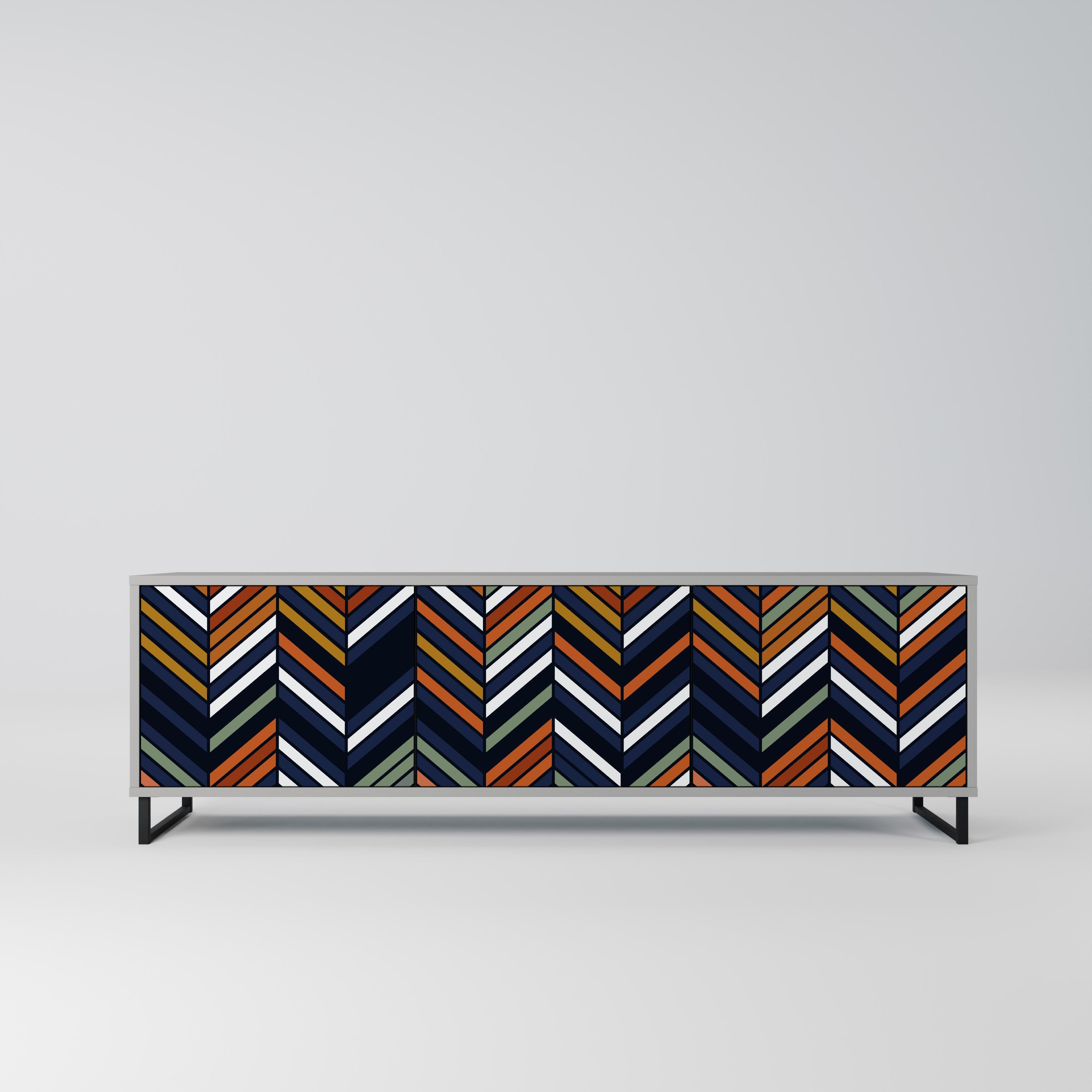 VIBRANT PATCHWORK TV-Lowboard mit 3 Türen in Grau