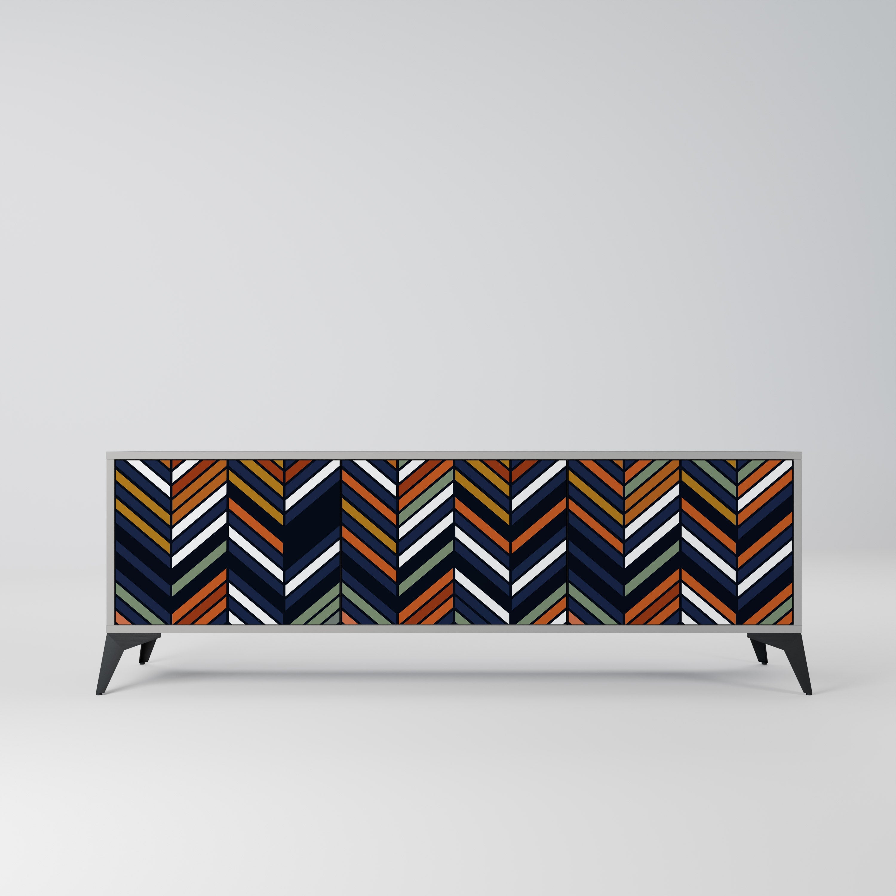 VIBRANT PATCHWORK TV-Lowboard mit 3 Türen in Grau