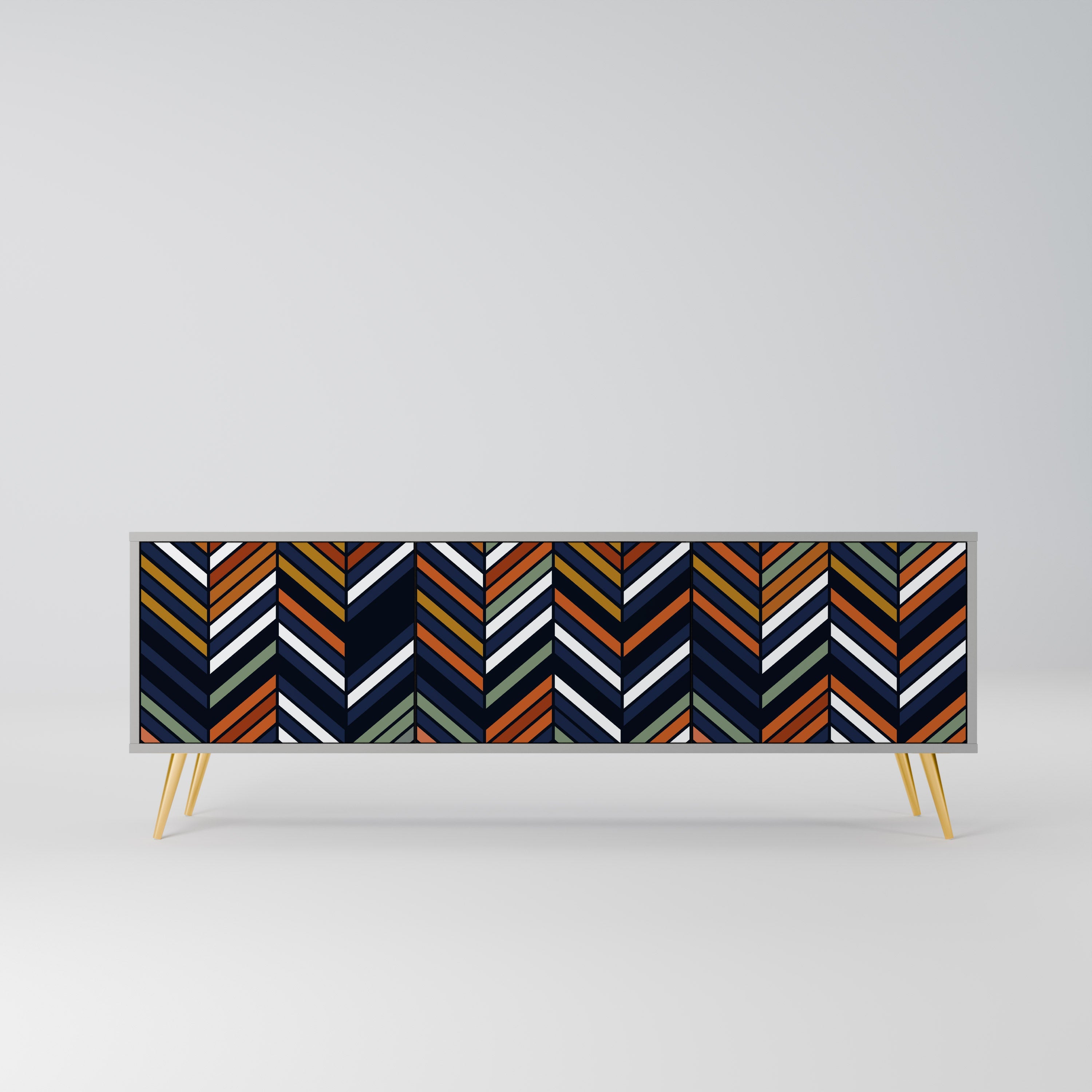 VIBRANT PATCHWORK TV-Lowboard mit 3 Türen in Grau