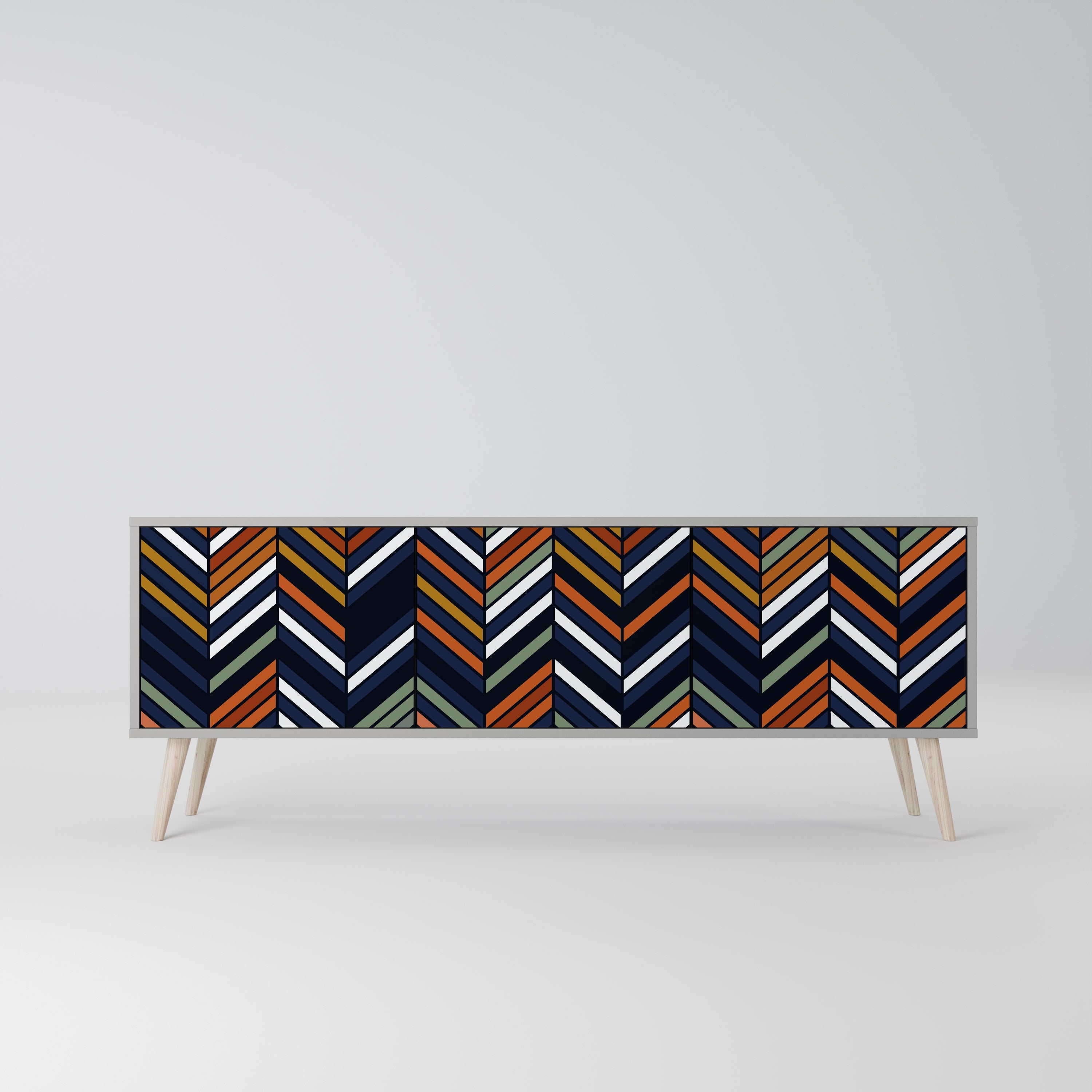 VIBRANT PATCHWORK TV-Lowboard mit 3 Türen in Grau