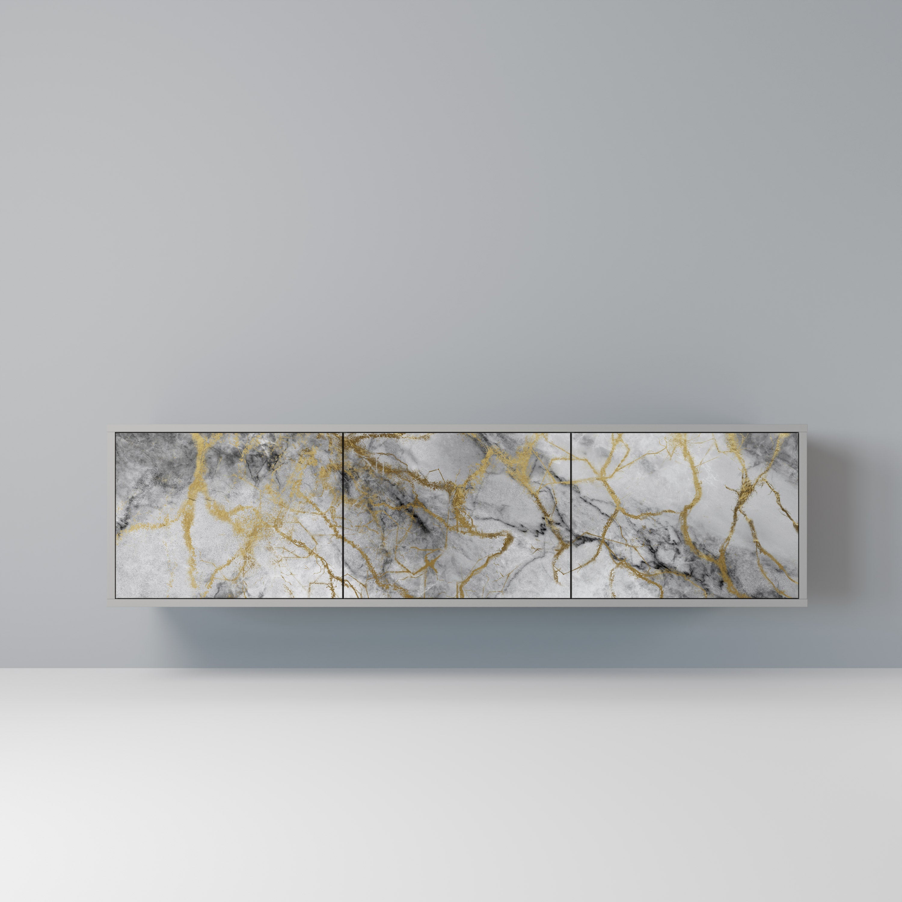 TIMELESS GLIDE TV-Lowboard mit 3 Türen in Grau