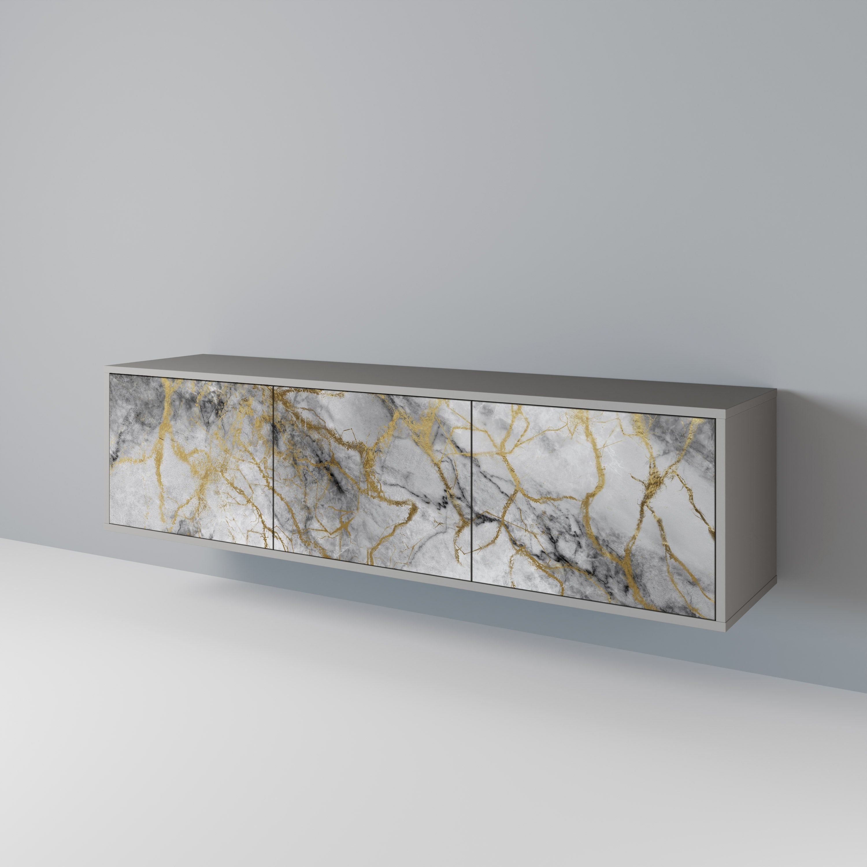 TIMELESS GLIDE TV-Lowboard mit 3 Türen in Grau