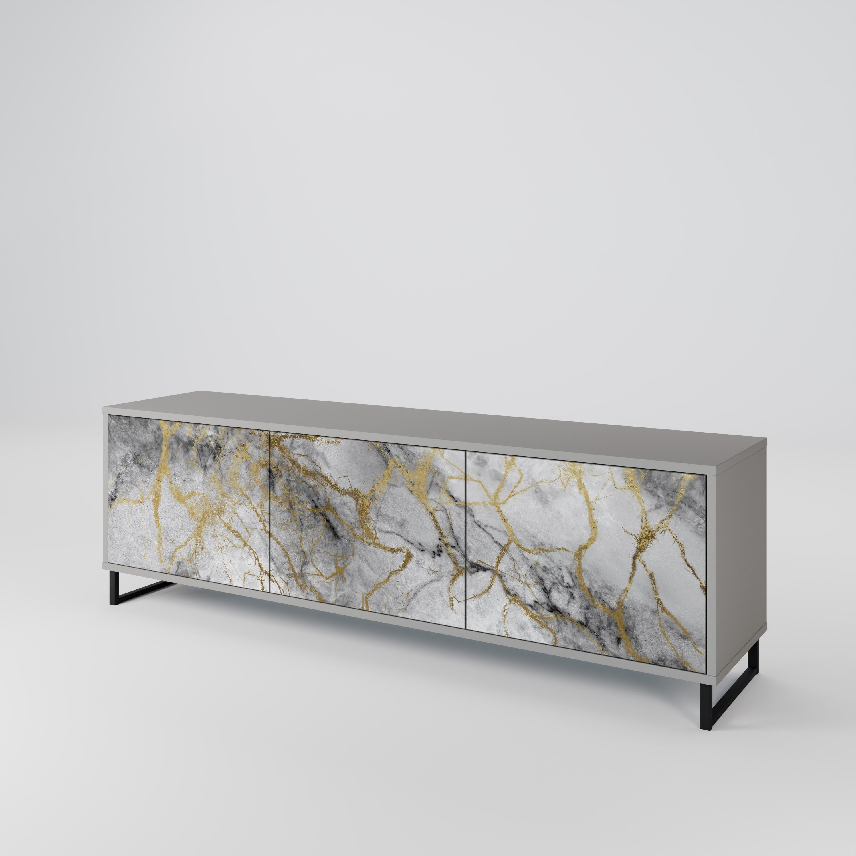 TIMELESS GLIDE TV-Lowboard mit 3 Türen in Grau