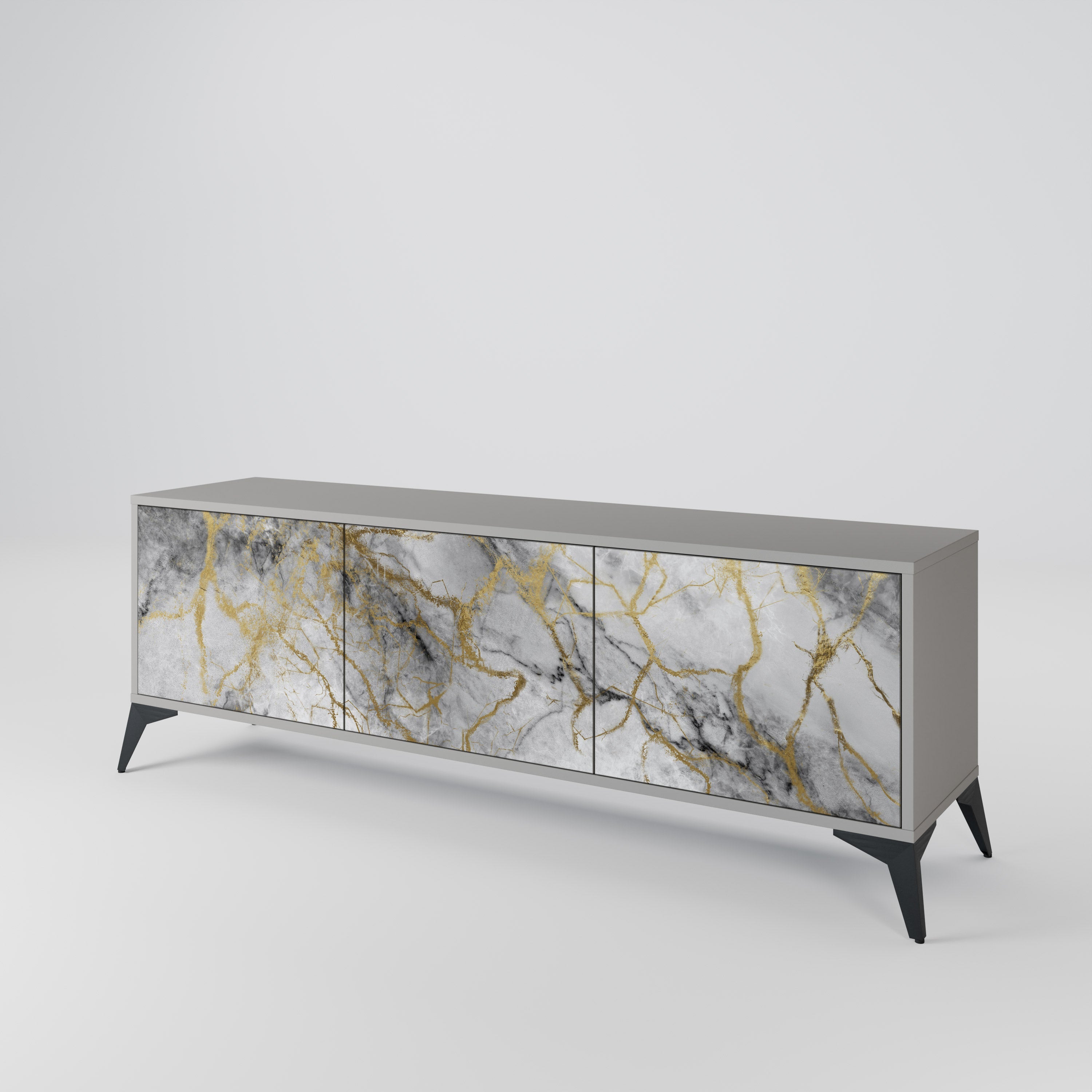 TIMELESS GLIDE TV-Lowboard mit 3 Türen in Grau