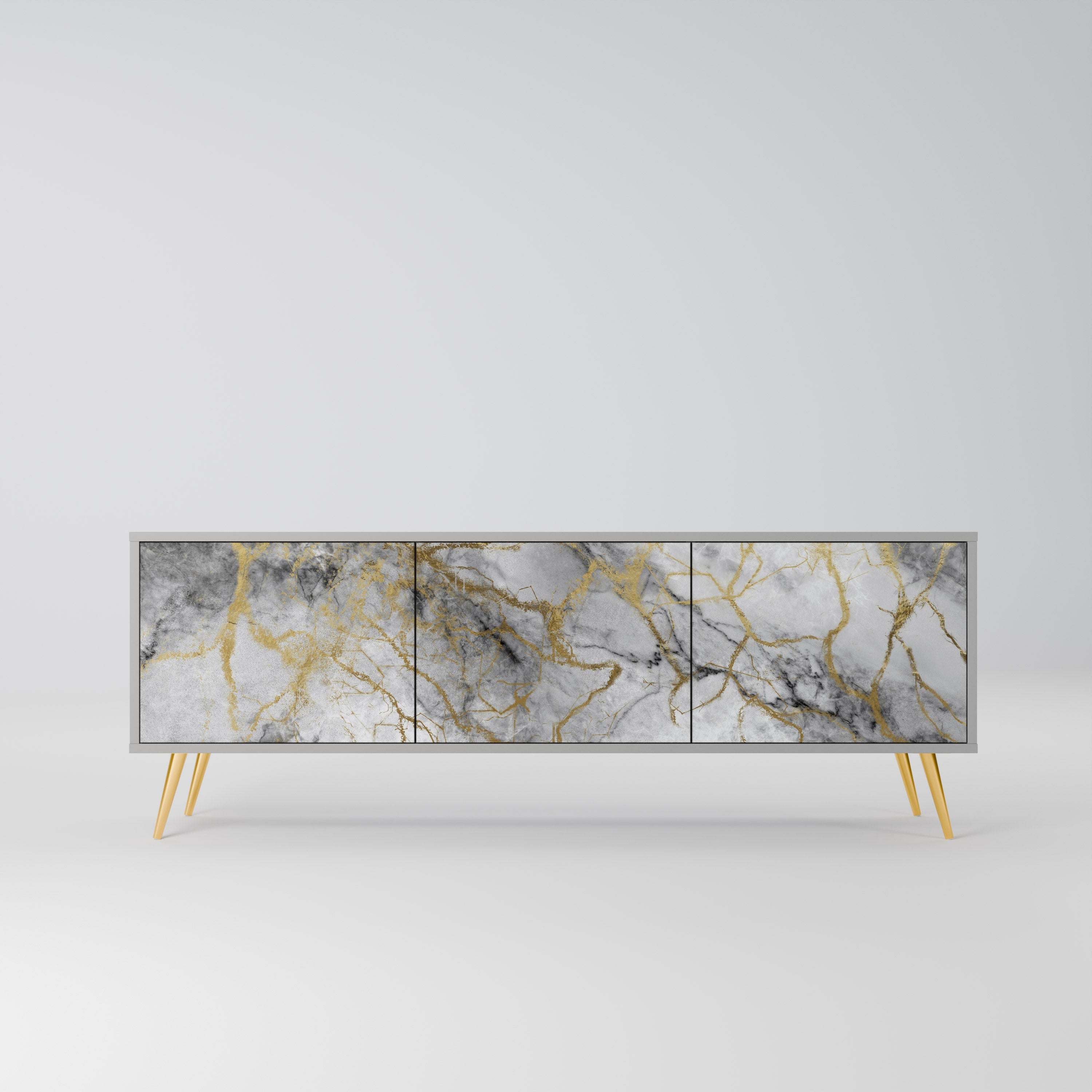 TIMELESS GLIDE TV-Lowboard mit 3 Türen in Grau