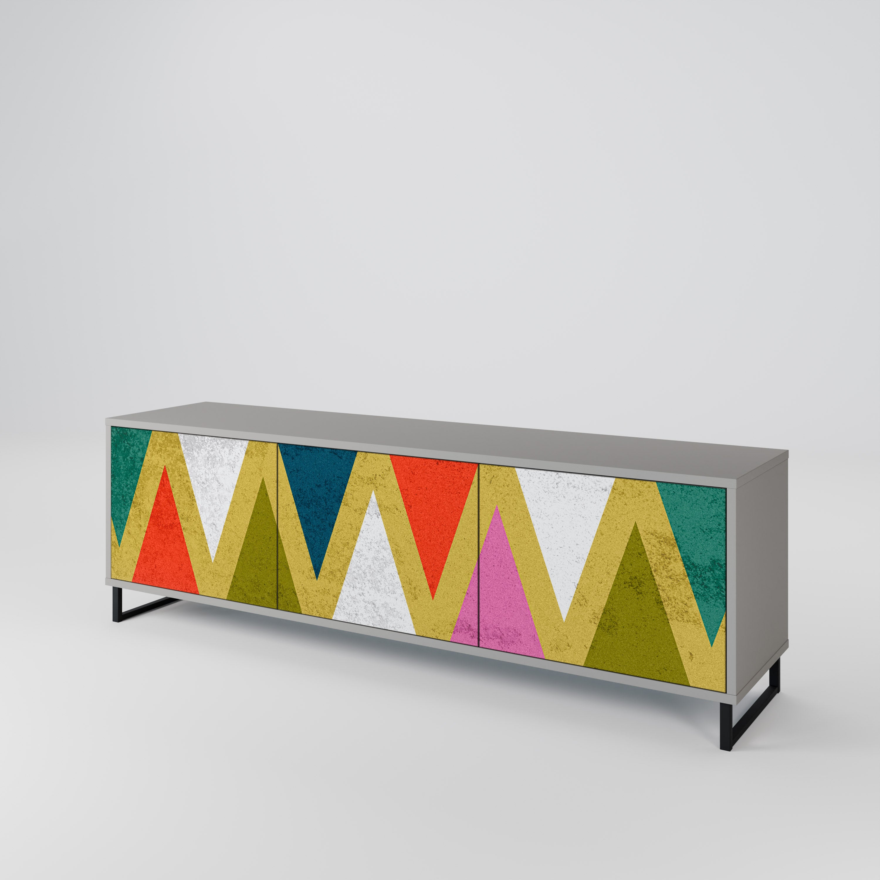 COLORFUL TRIANGLES 3-türiges TV-Lowboard