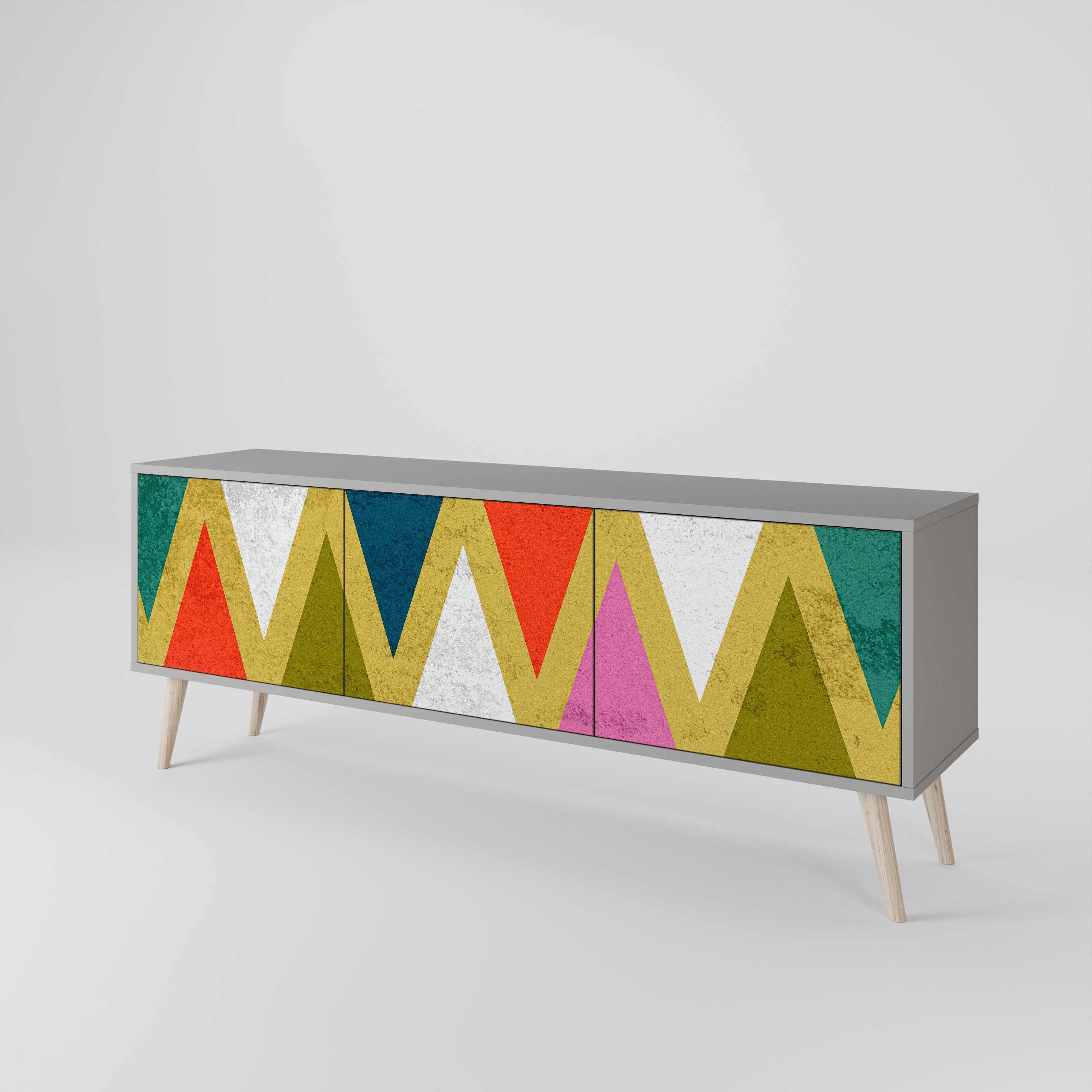 COLORFUL TRIANGLES 3-türiges TV-Lowboard