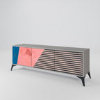 GLAMOROUS STRIPE TV-Lowboard mit 3 Türen in Grau