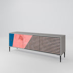 GLAMOROUS STRIPE TV-Lowboard mit 3 Türen in Grau