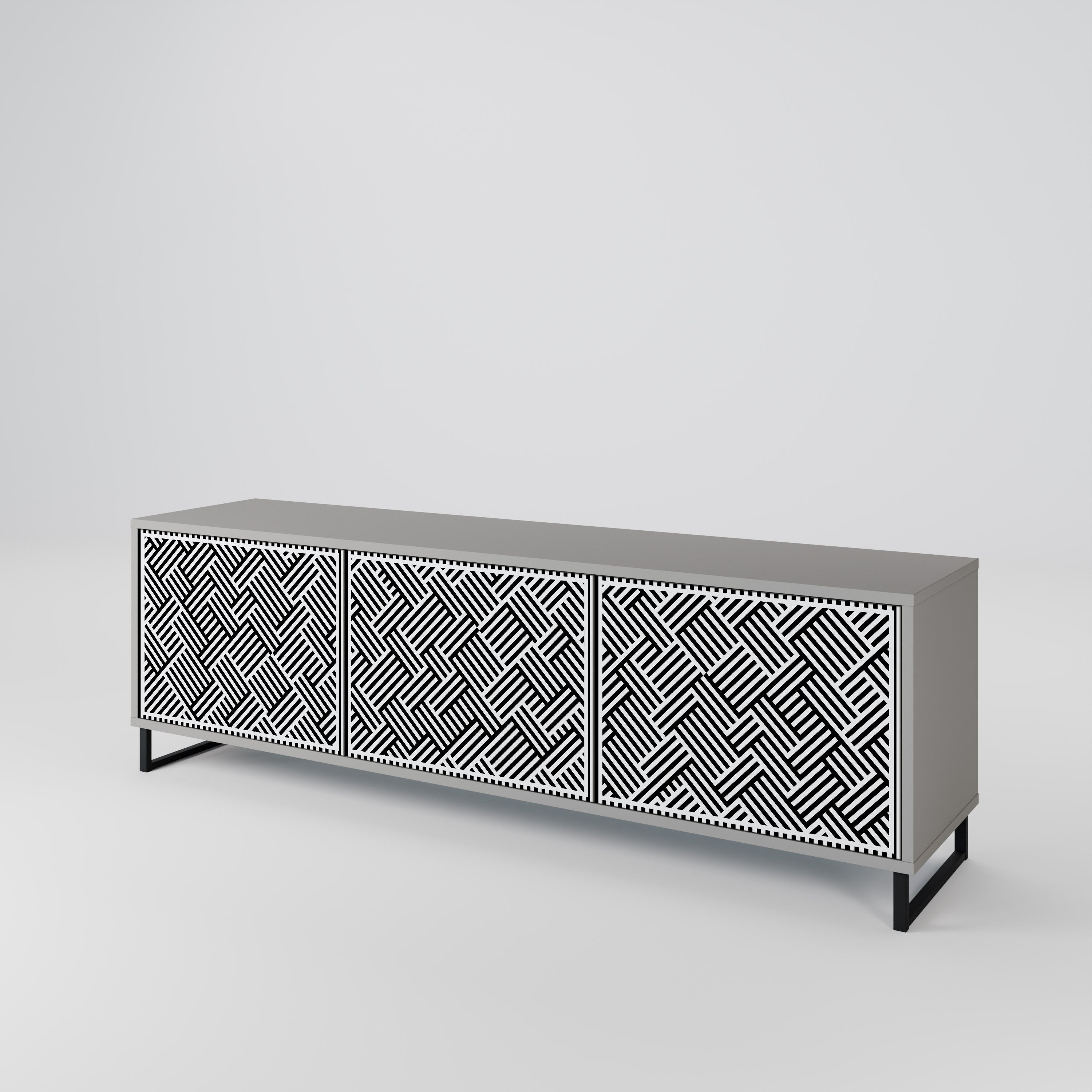 TEMPORARY SEQUENCE TV-Lowboard mit 3 Türen in Grau