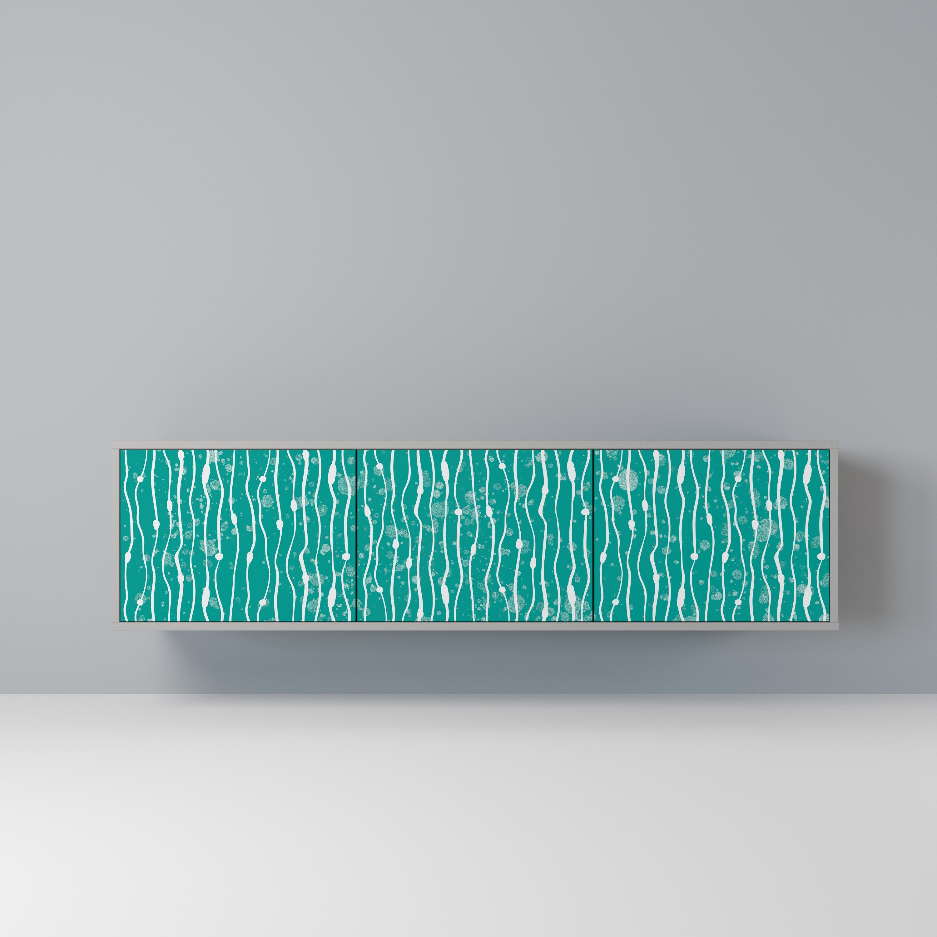 TURQUOISE RAIN TV-Lowboard mit 3 Türen in Grau