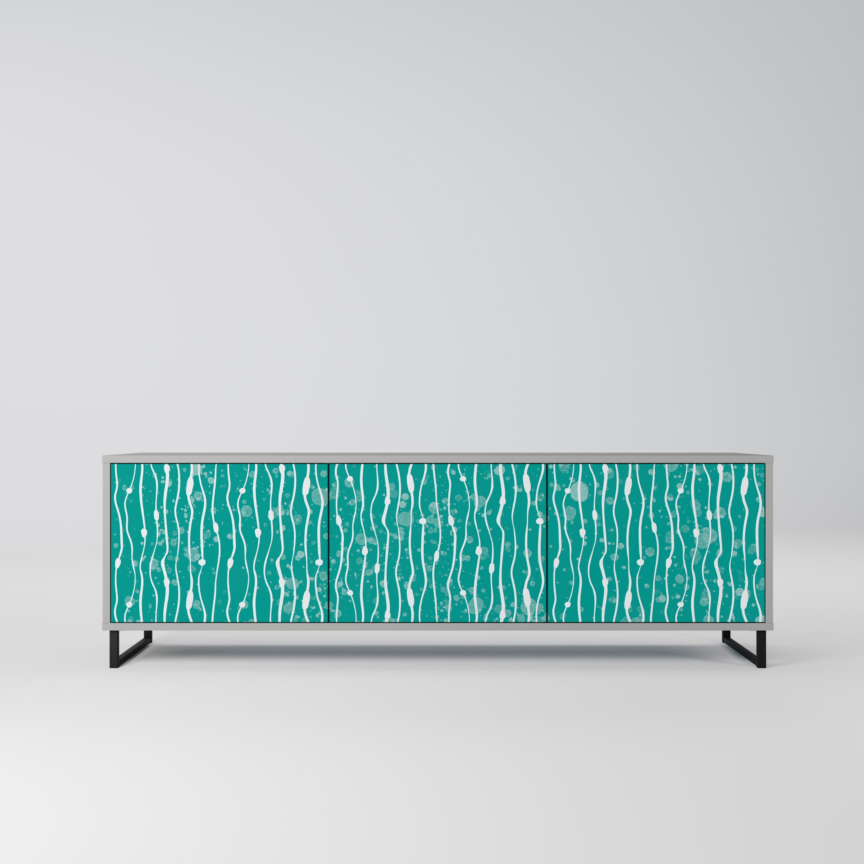 TURQUOISE RAIN TV-Lowboard mit 3 Türen in Grau