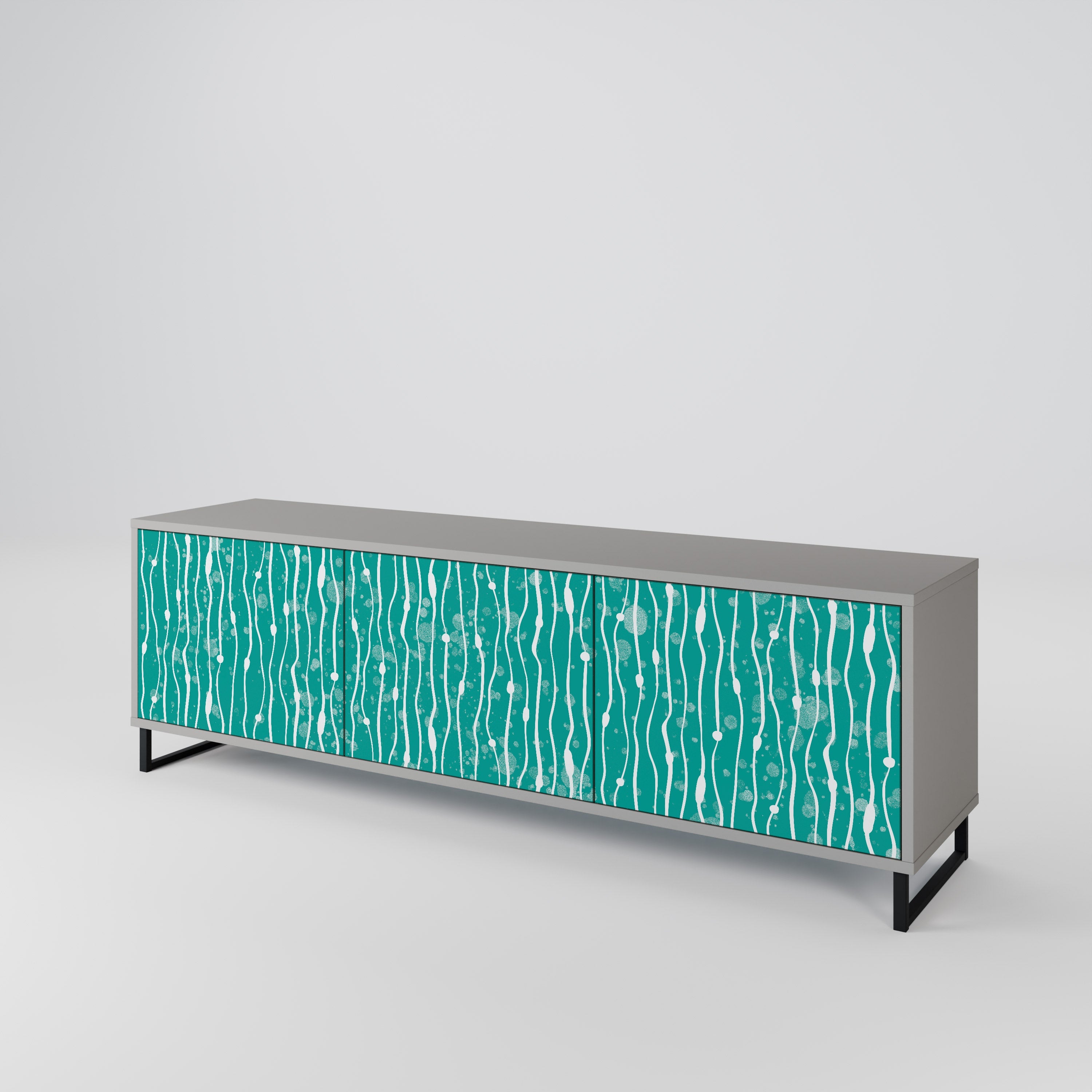 TURQUOISE RAIN TV-Lowboard mit 3 Türen in Grau