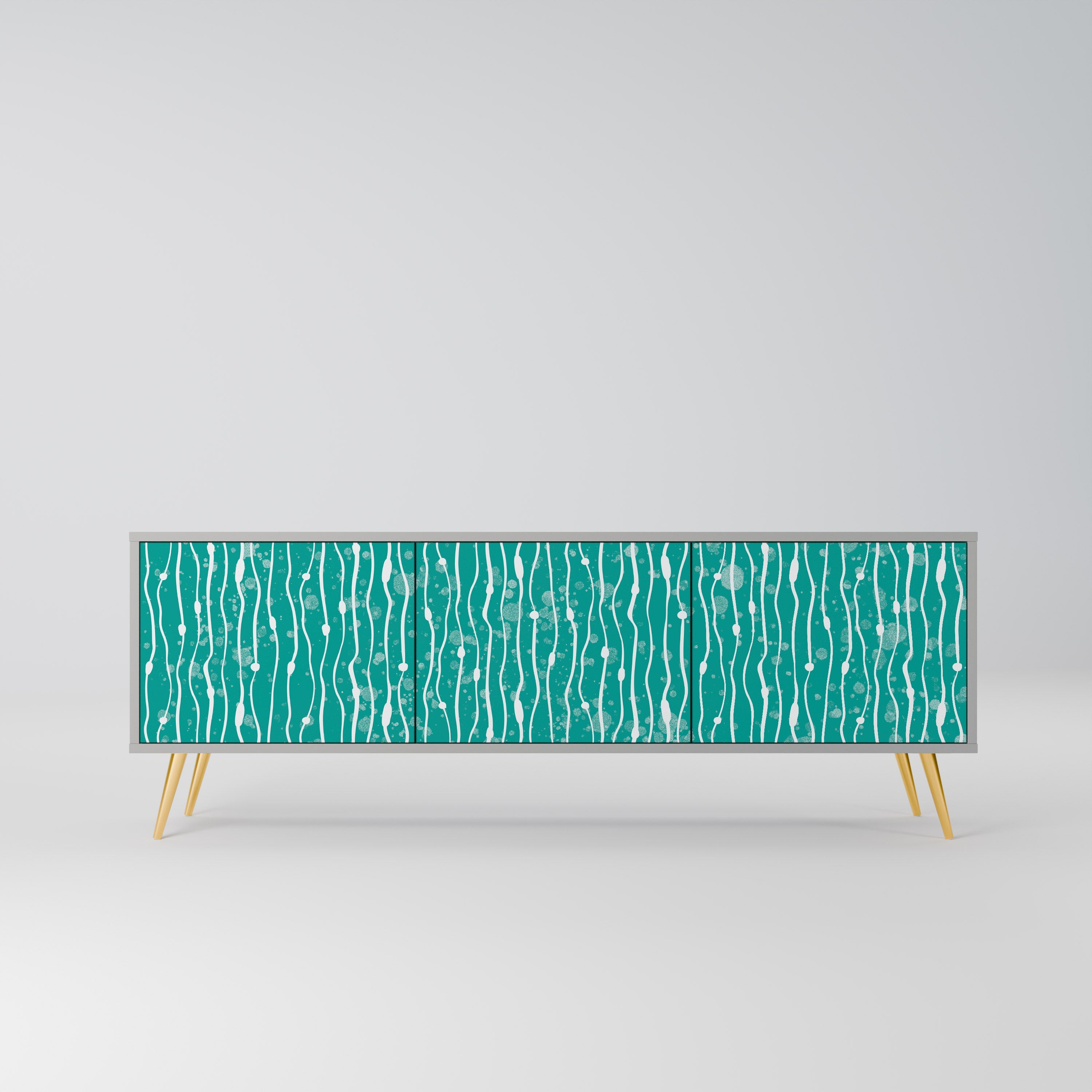 TURQUOISE RAIN TV-Lowboard mit 3 Türen in Grau