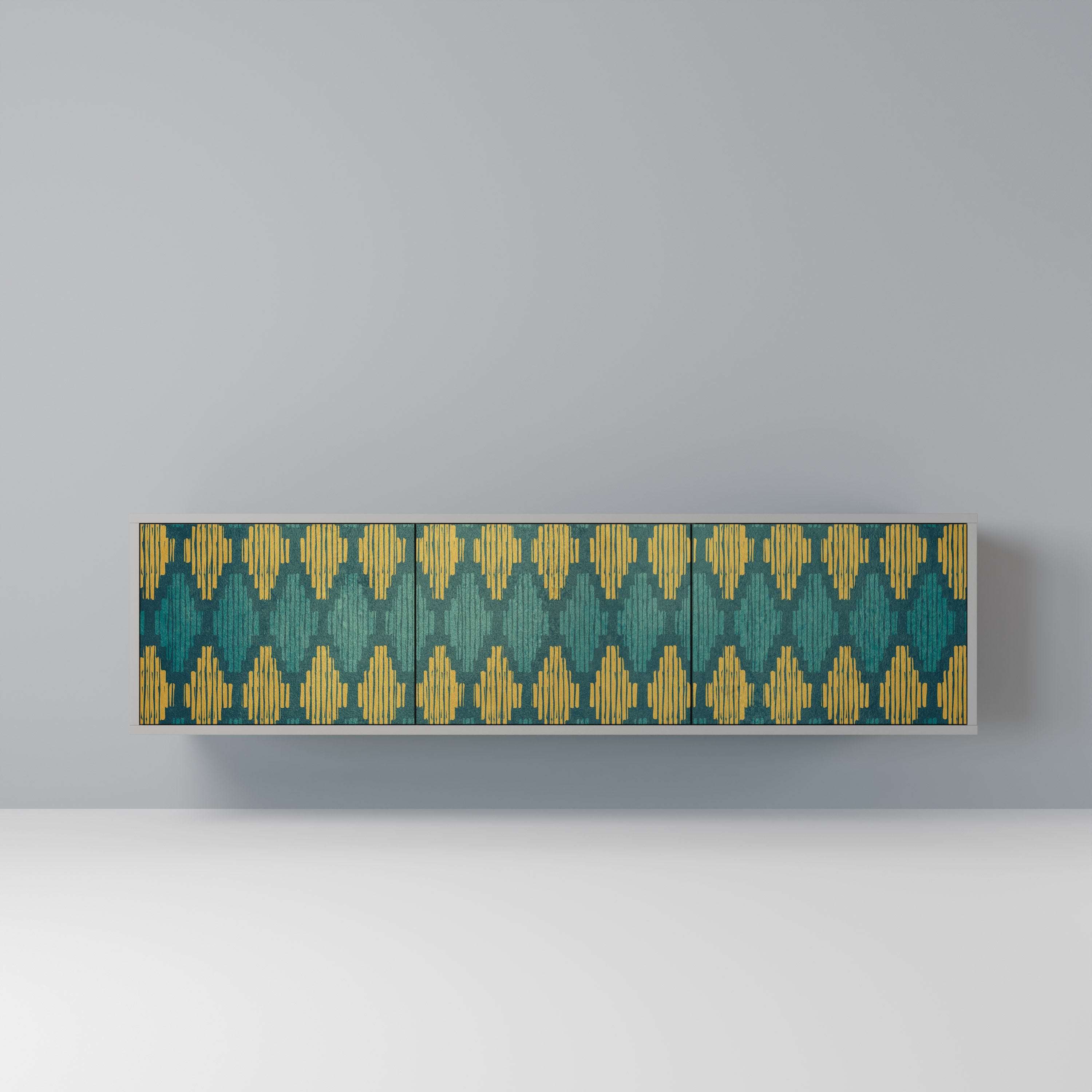 POLYGONS TV-Lowboard mit 3 Türen in Grau