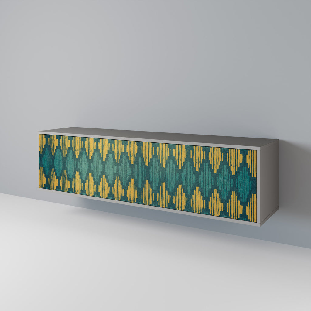 POLYGONS TV-Lowboard mit 3 Türen in Grau