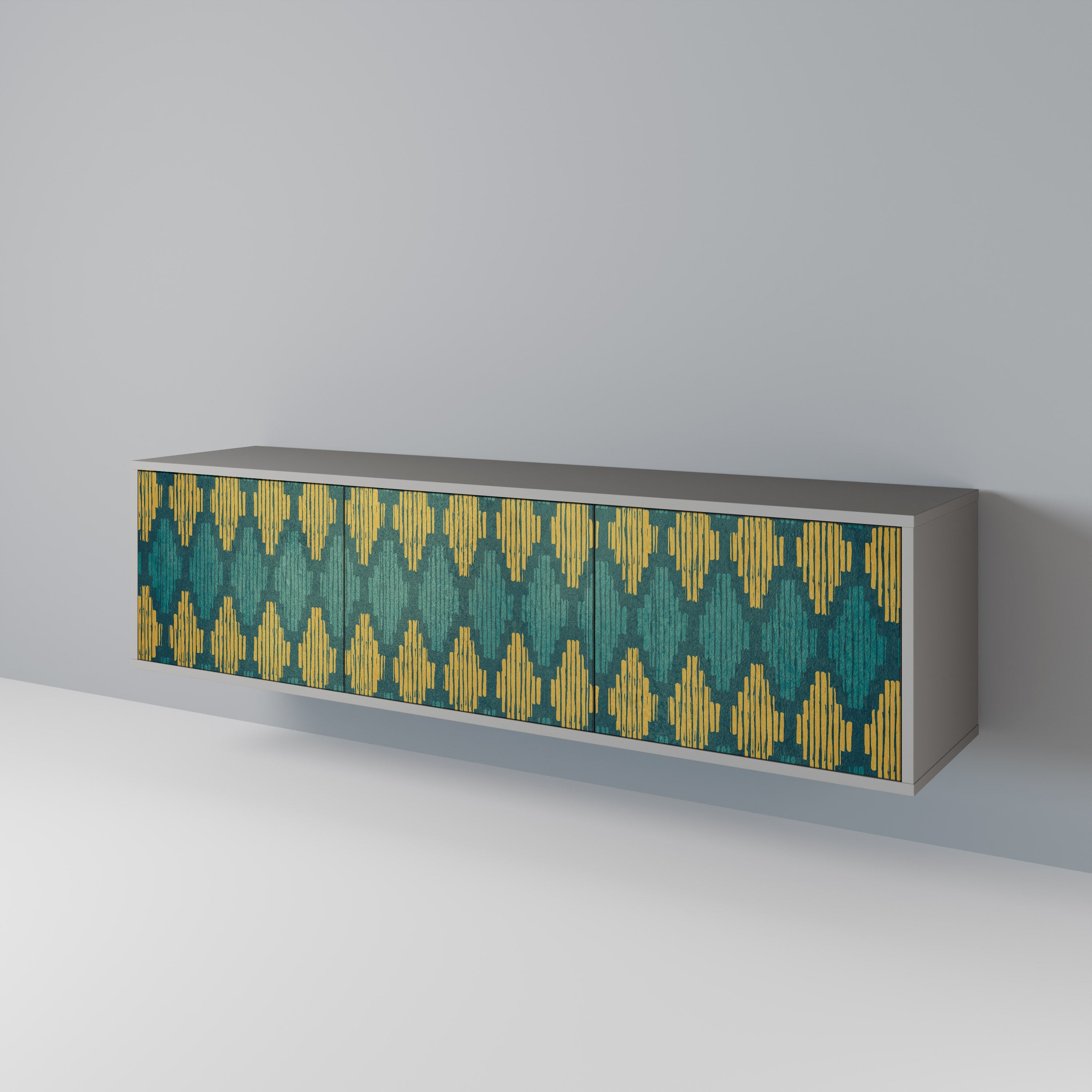 POLYGONS TV-Lowboard mit 3 Türen in Grau