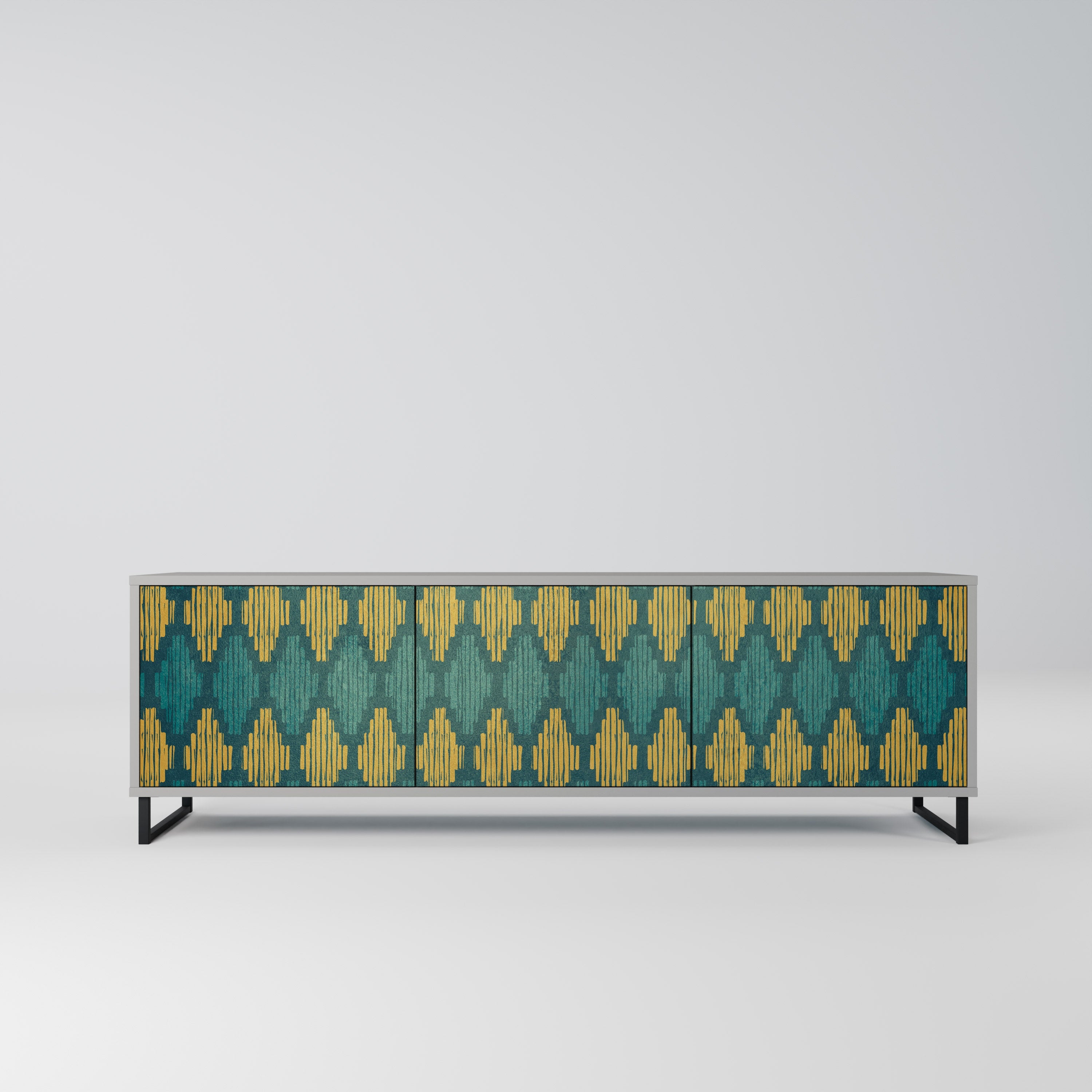 POLYGONS TV-Lowboard mit 3 Türen in Grau