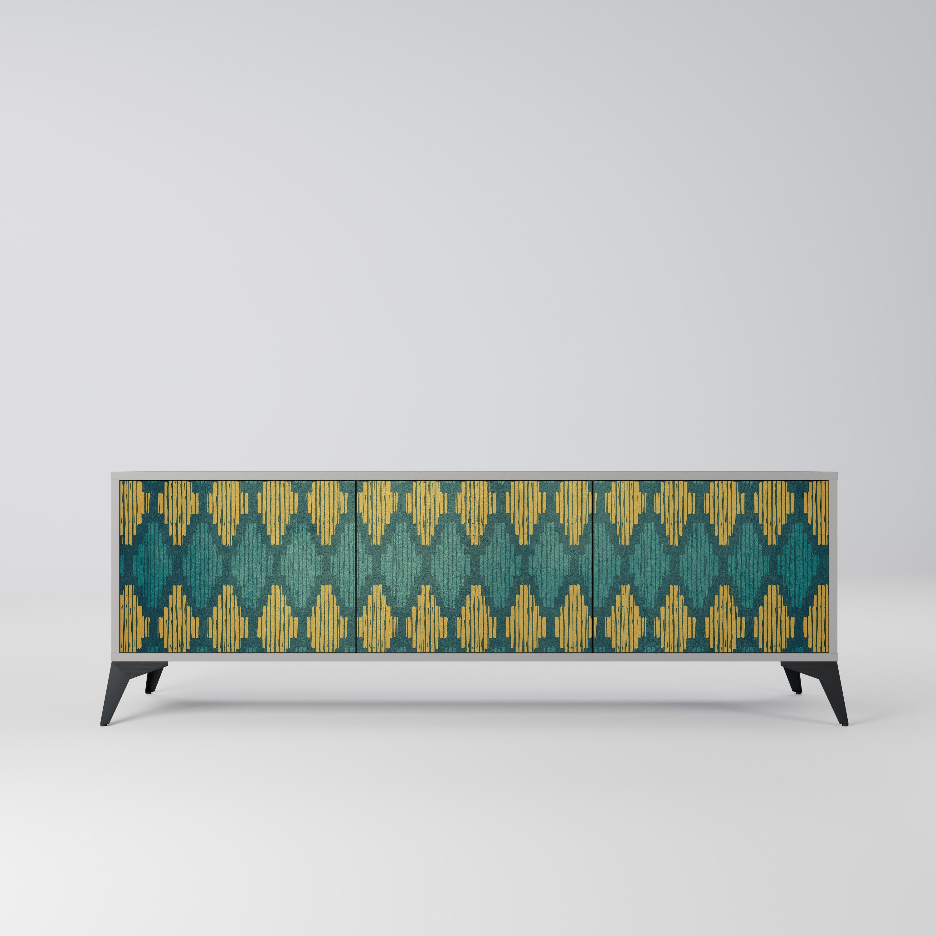 POLYGONS TV-Lowboard mit 3 Türen in Grau