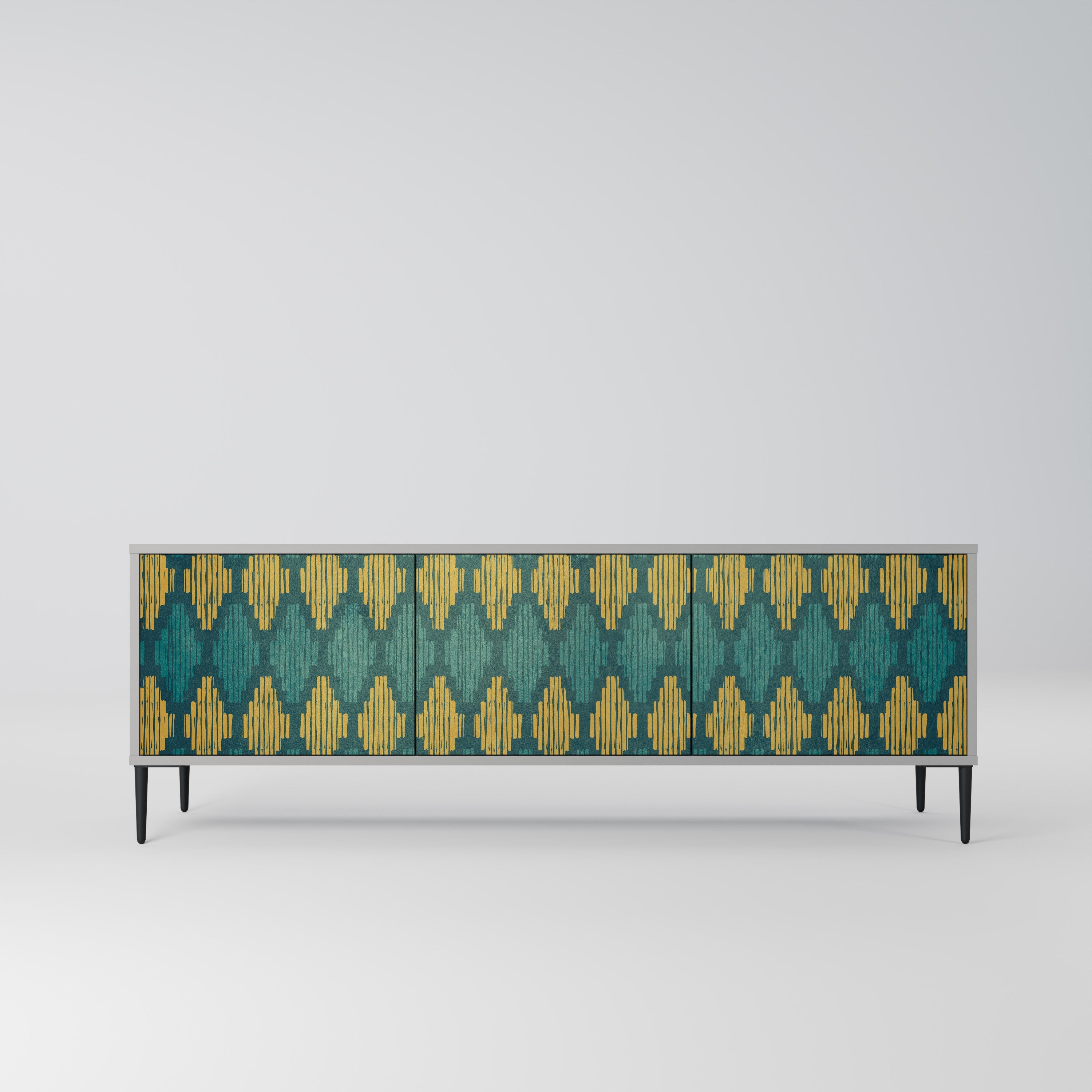 POLYGONS TV-Lowboard mit 3 Türen in Grau