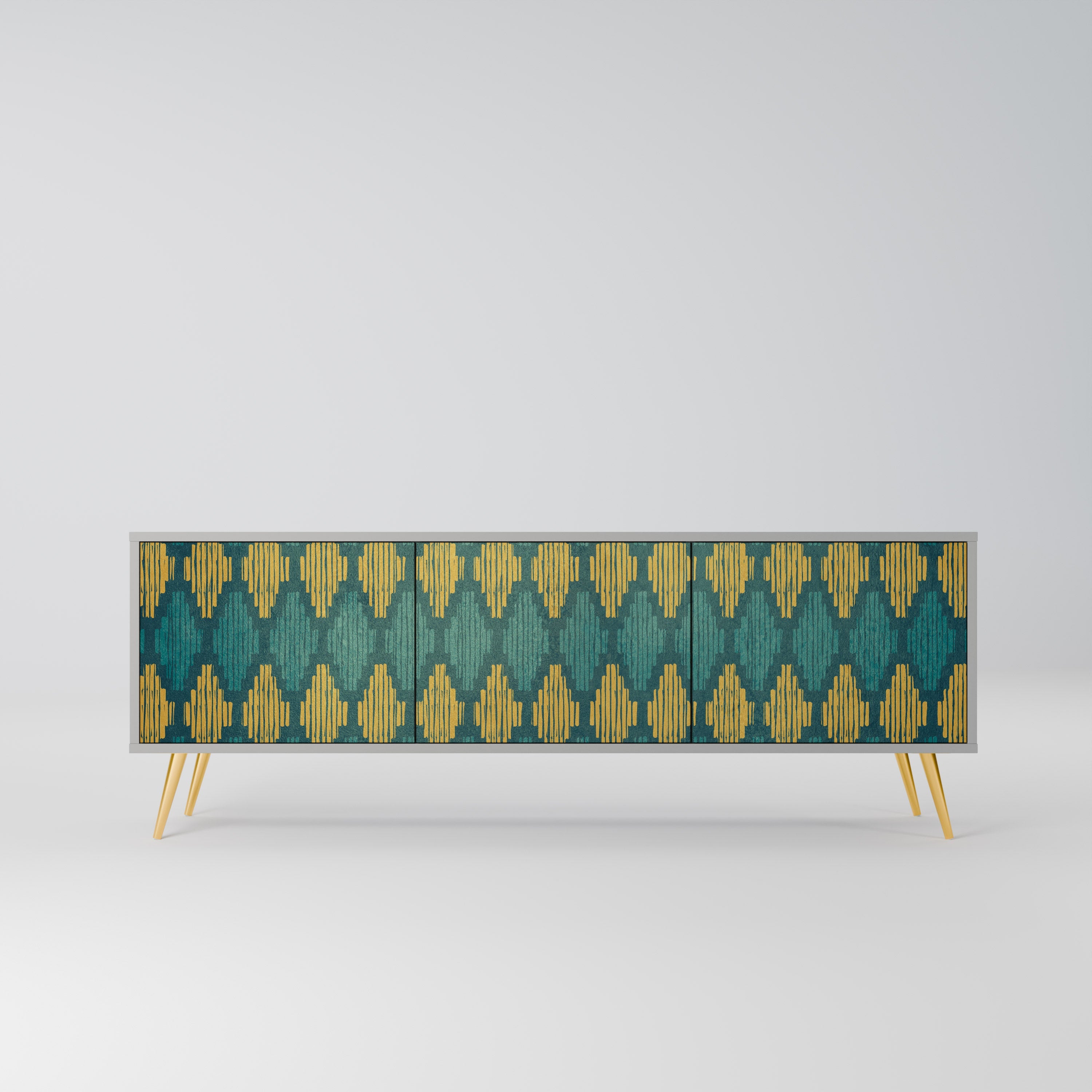 POLYGONS TV-Lowboard mit 3 Türen in Grau