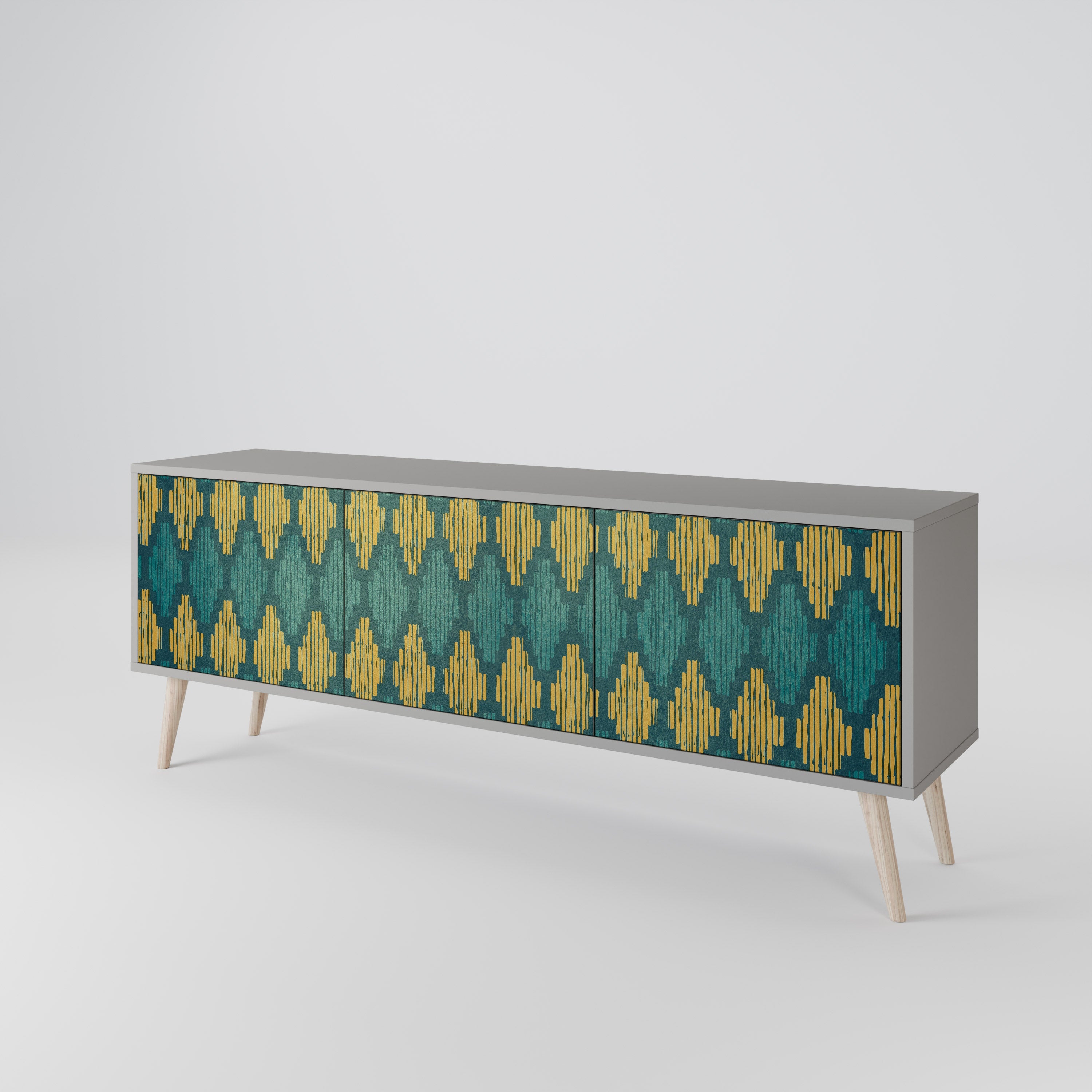 POLYGONS TV-Lowboard mit 3 Türen in Grau