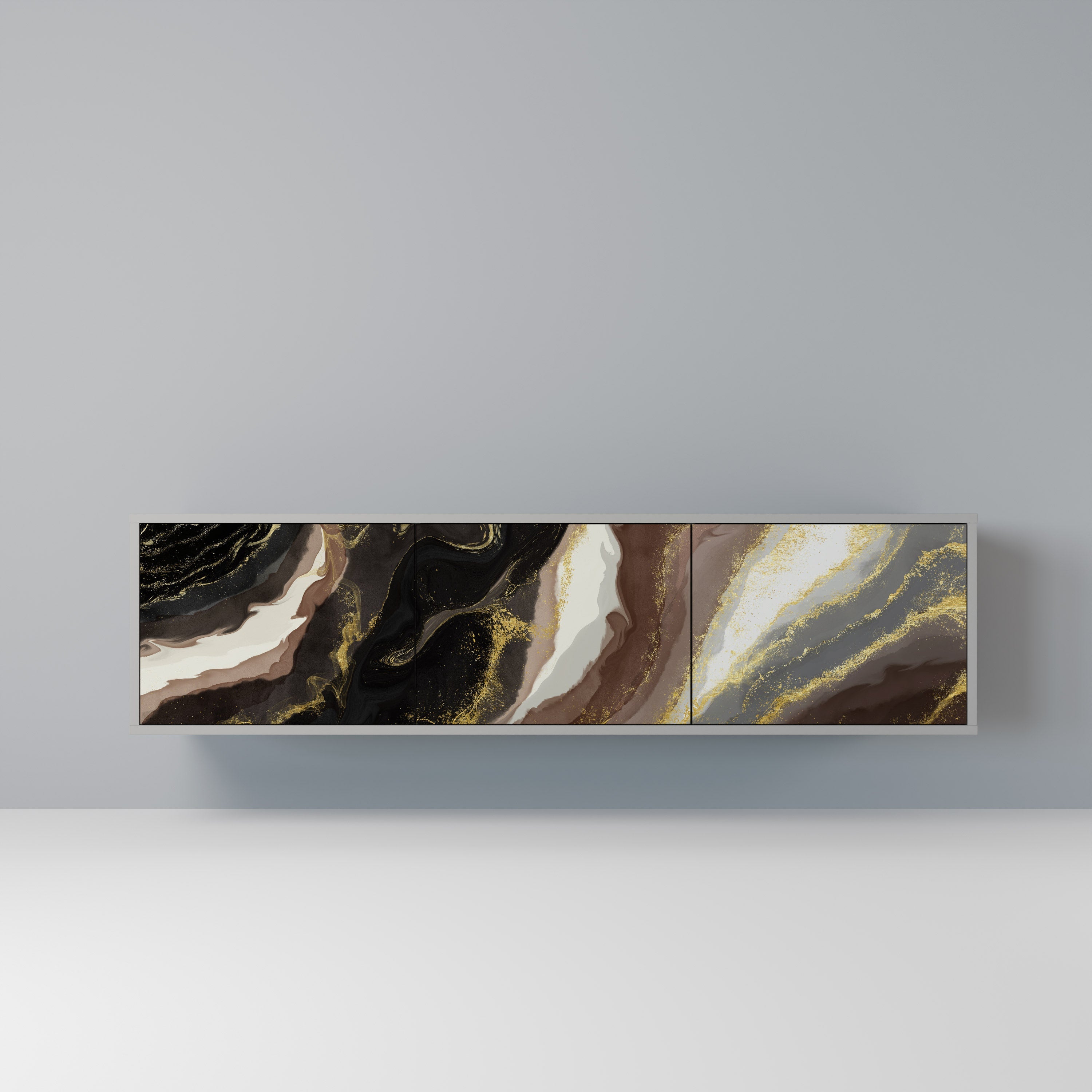 GOLD DUST TV-Lowboard mit 3 Türen in Grau