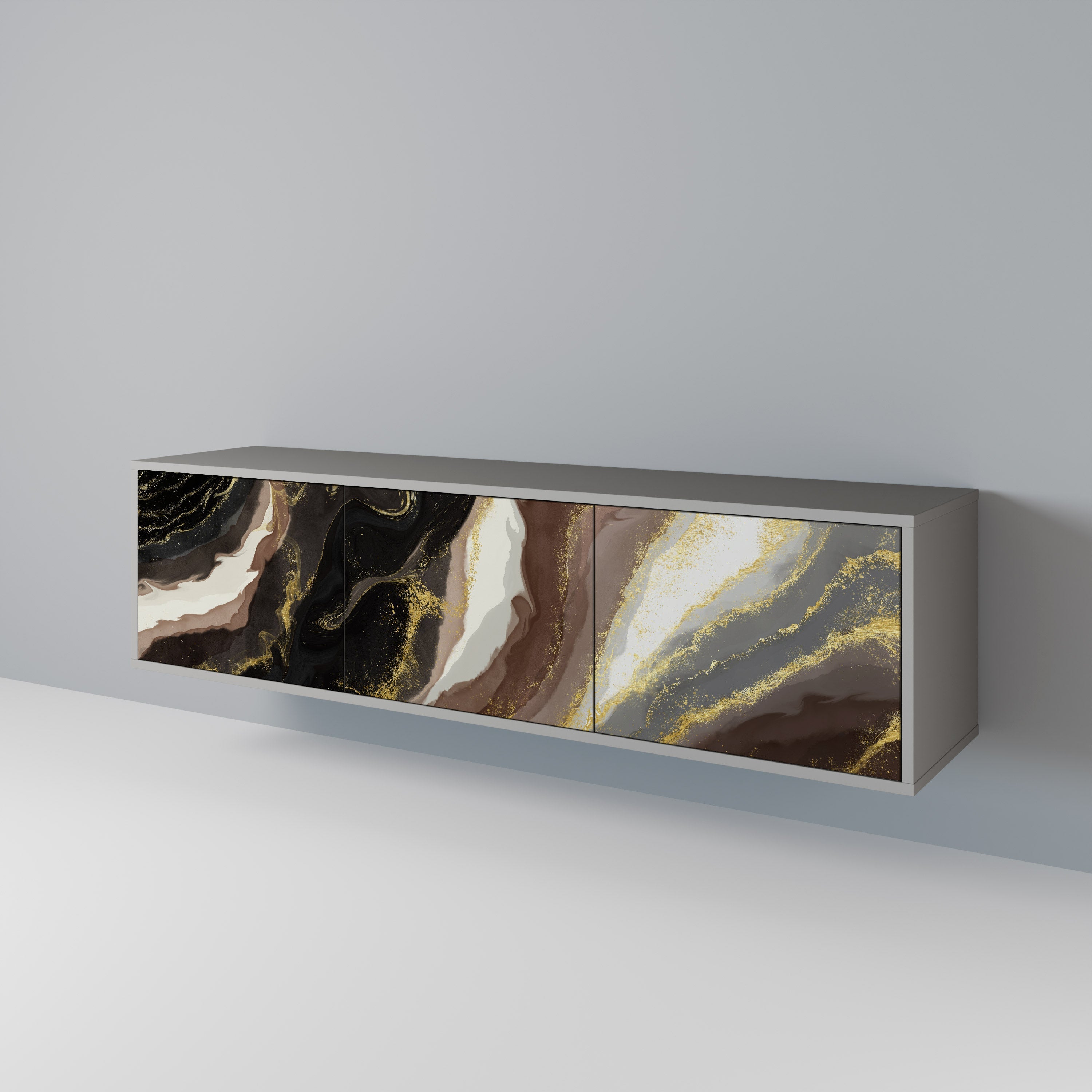 GOLD DUST TV-Lowboard mit 3 Türen in Grau