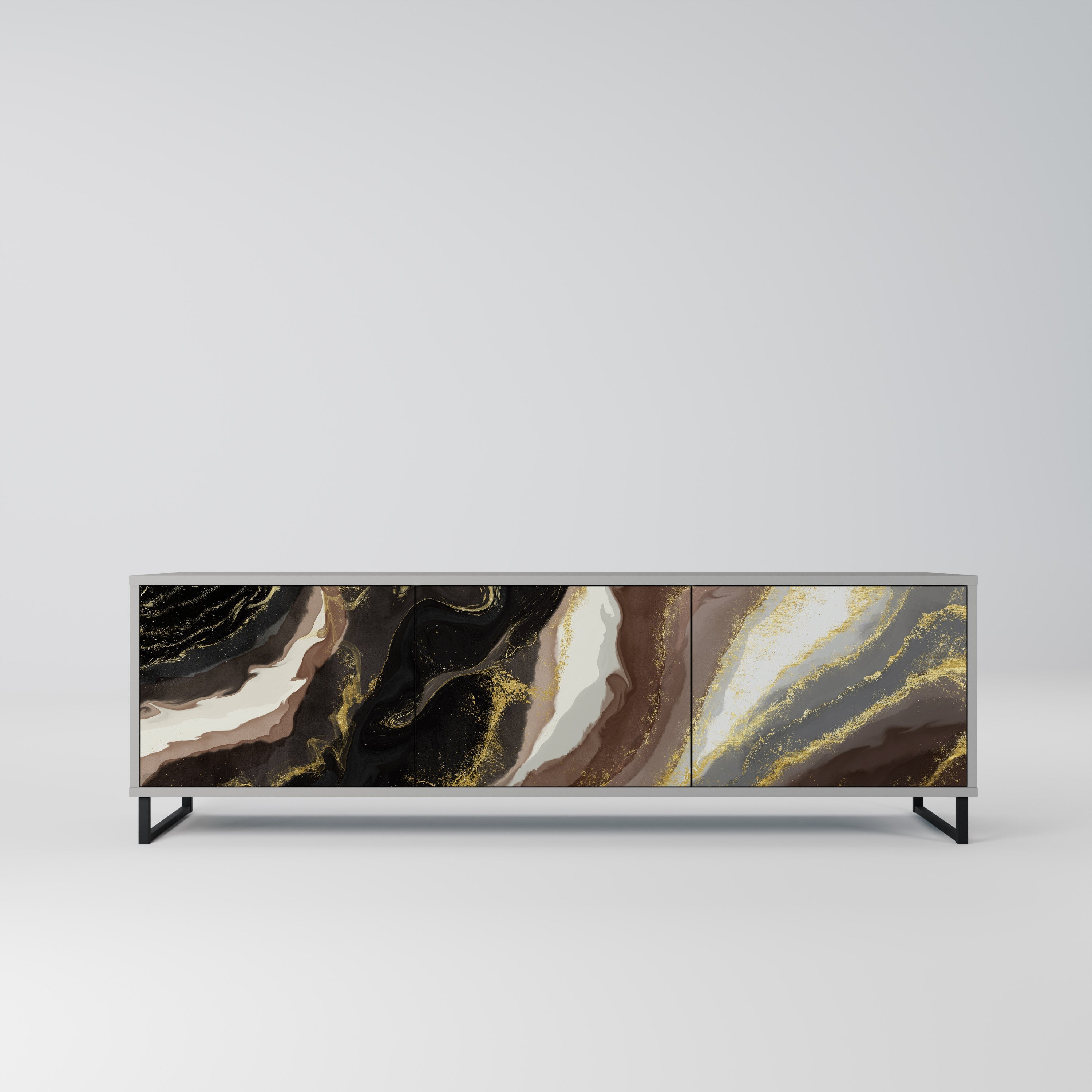 GOLD DUST TV-Lowboard mit 3 Türen in Grau