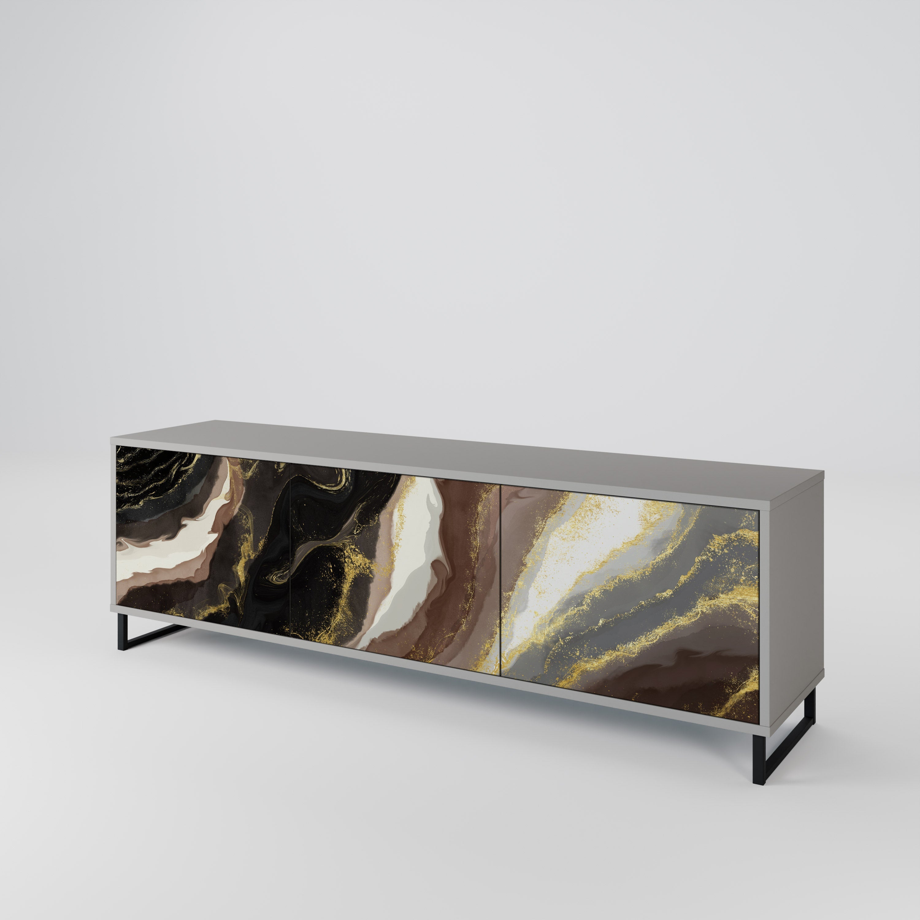 GOLD DUST TV-Lowboard mit 3 Türen in Grau