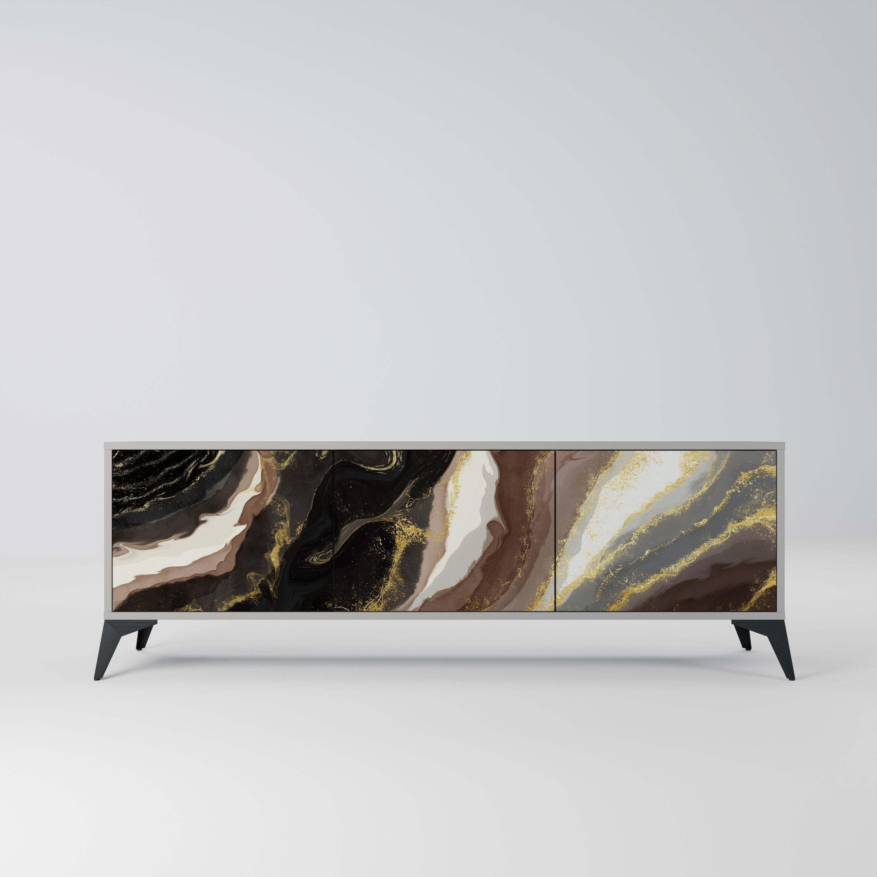 GOLD DUST TV-Lowboard mit 3 Türen in Grau