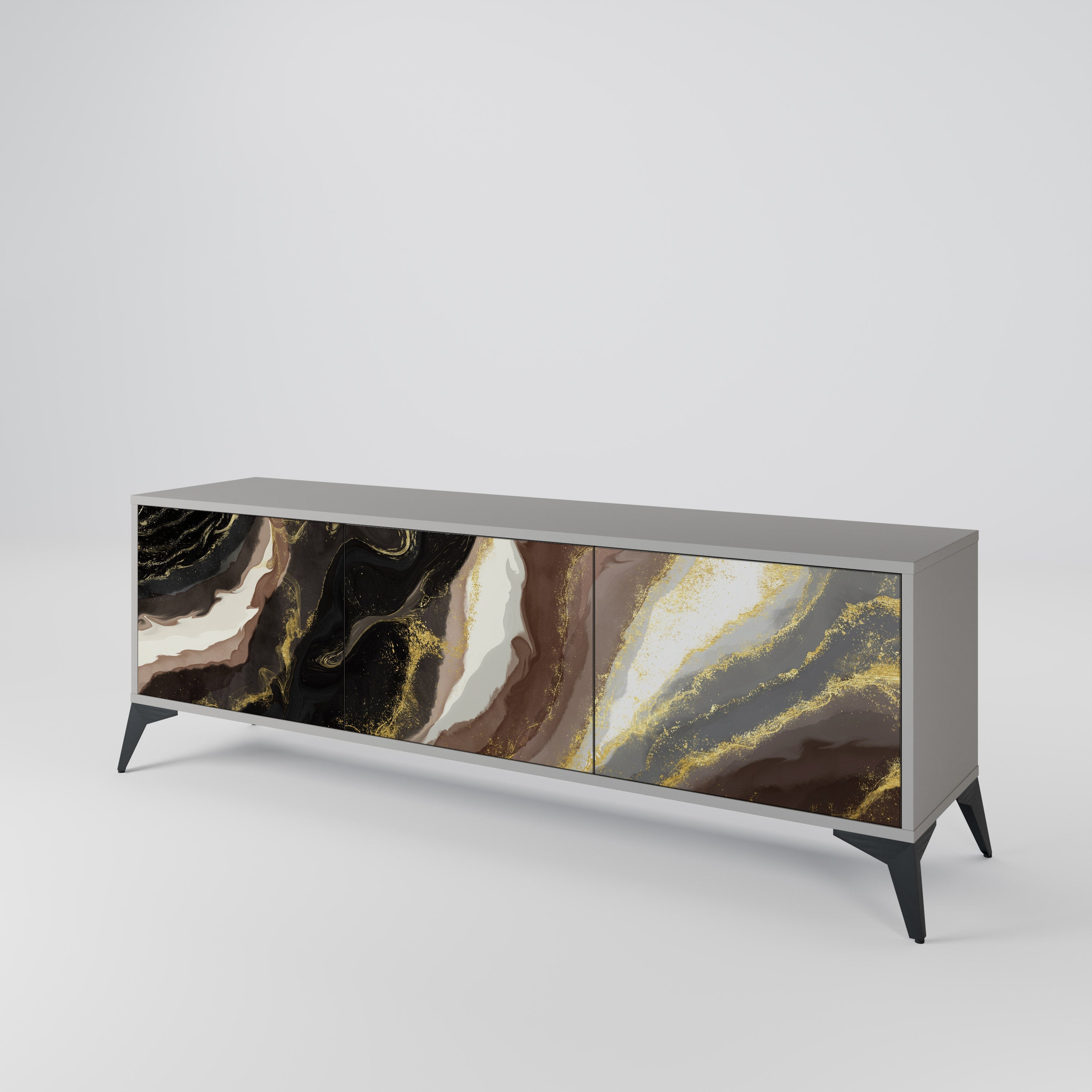 GOLD DUST TV-Lowboard mit 3 Türen in Grau