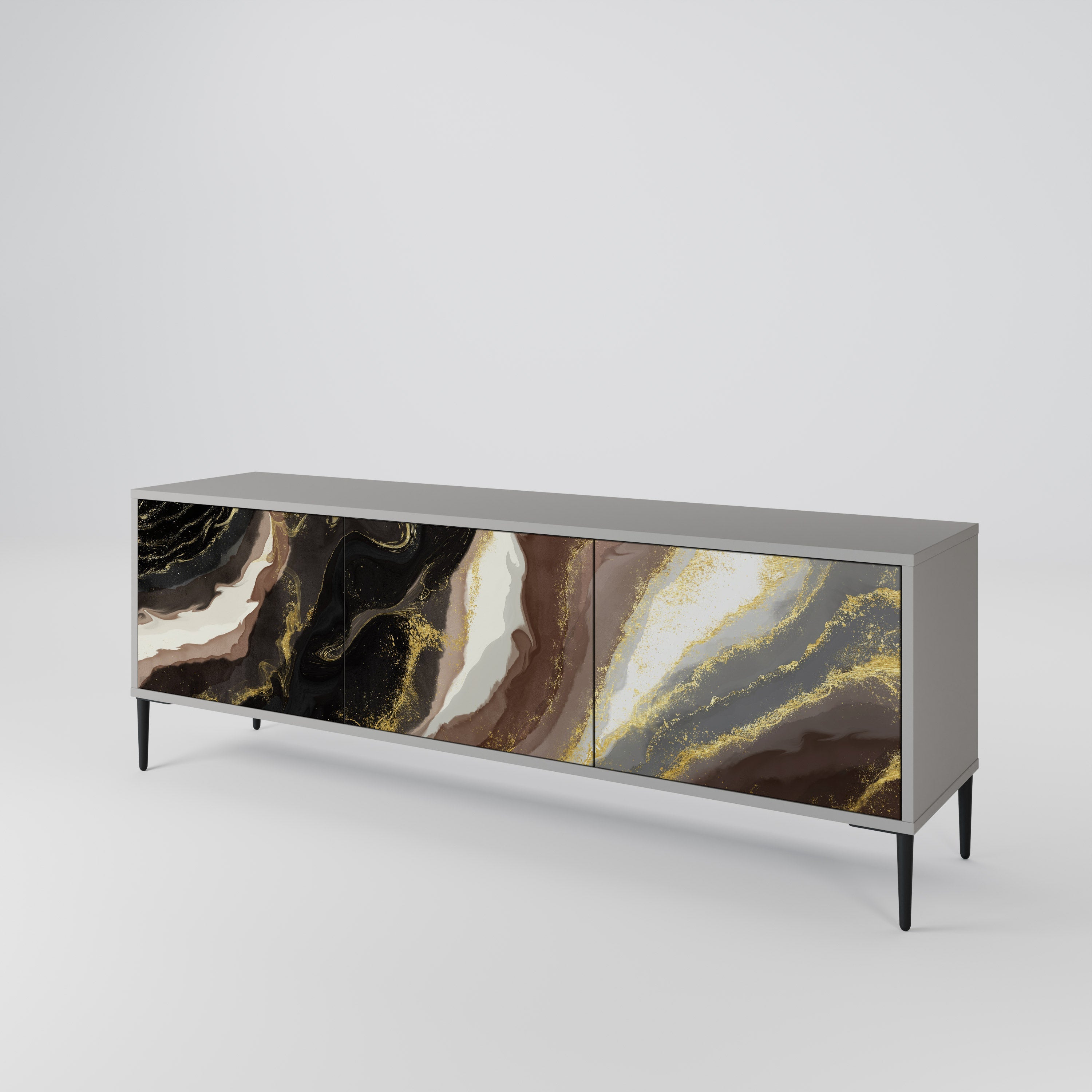 GOLD DUST TV-Lowboard mit 3 Türen in Grau