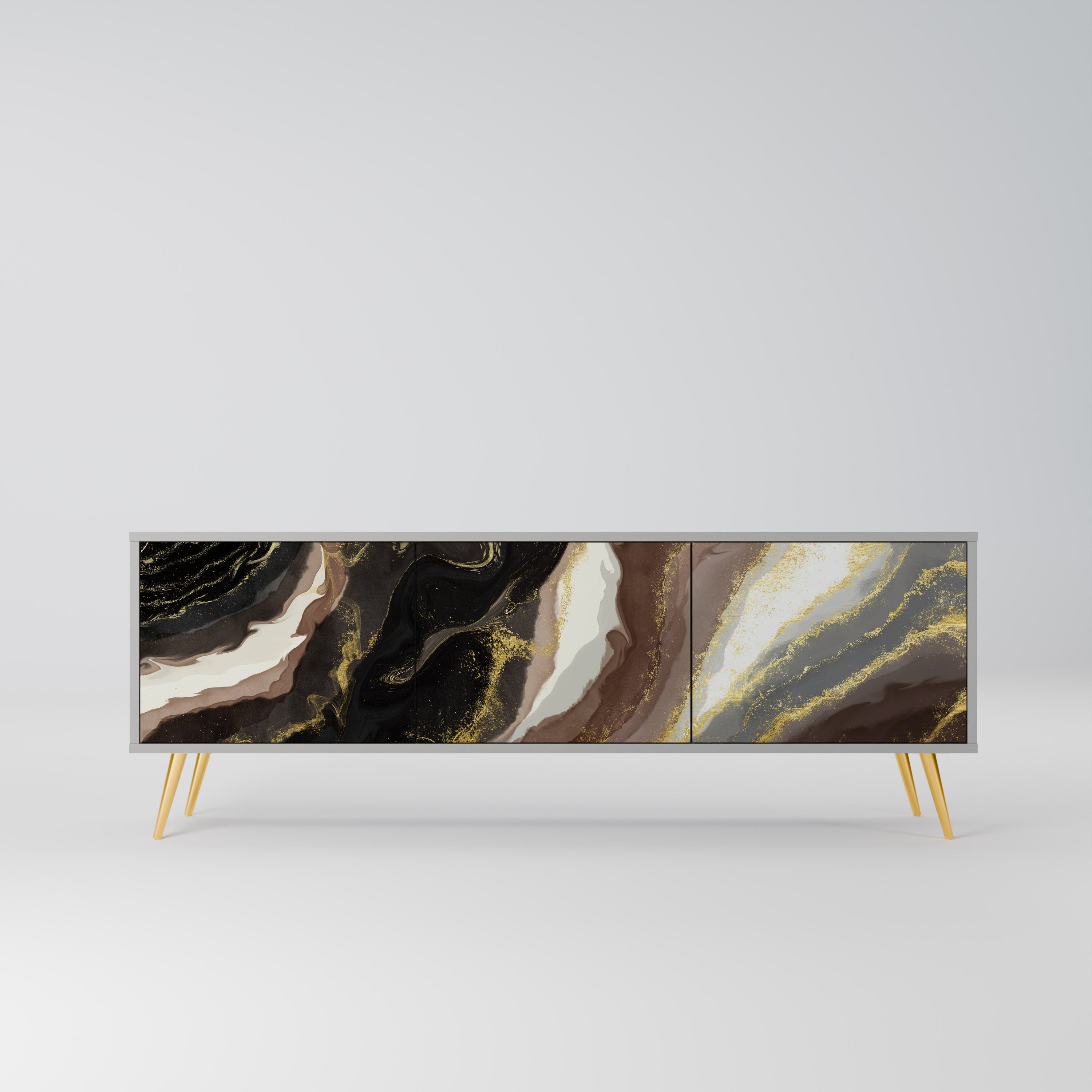 GOLD DUST TV-Lowboard mit 3 Türen in Grau