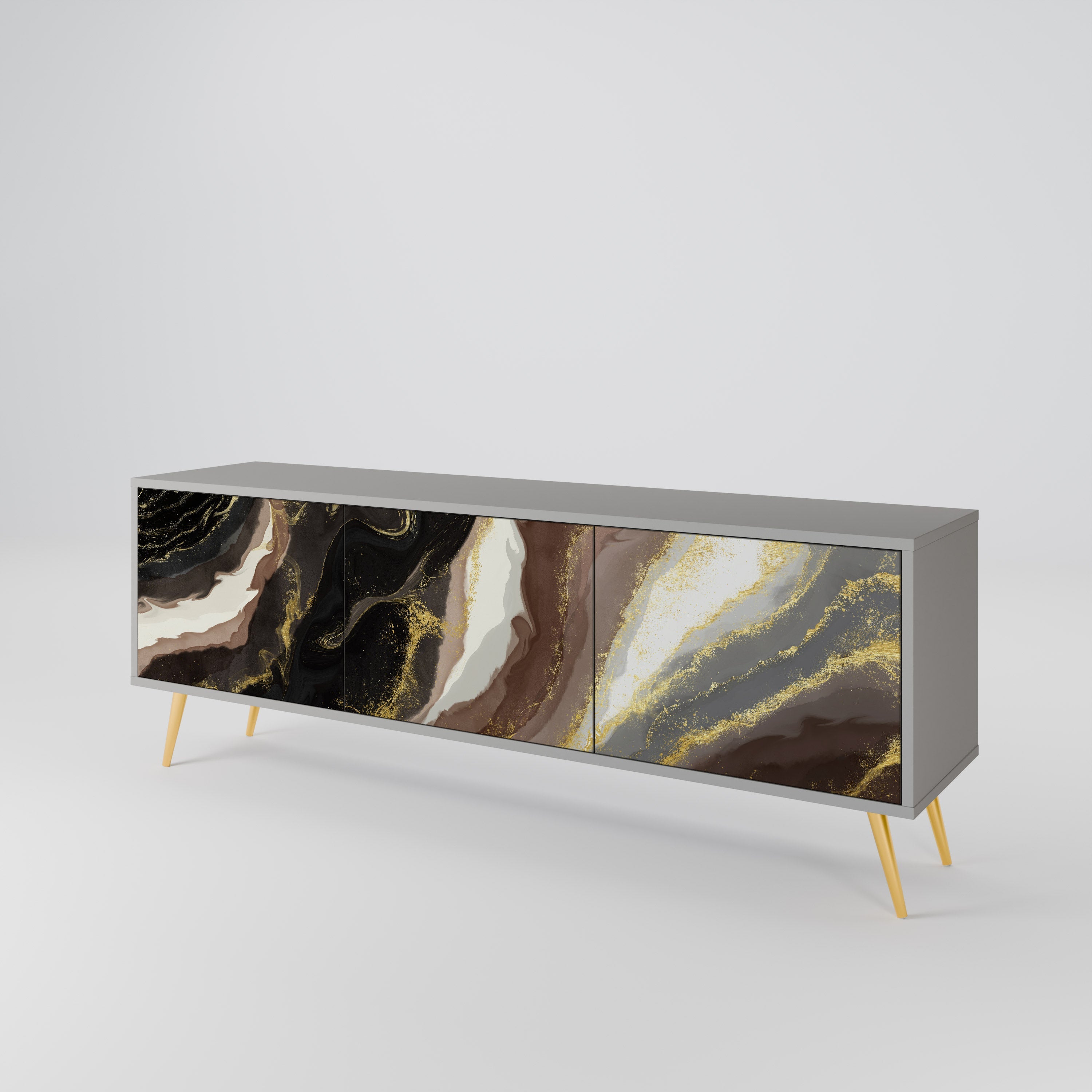 GOLD DUST TV-Lowboard mit 3 Türen in Grau