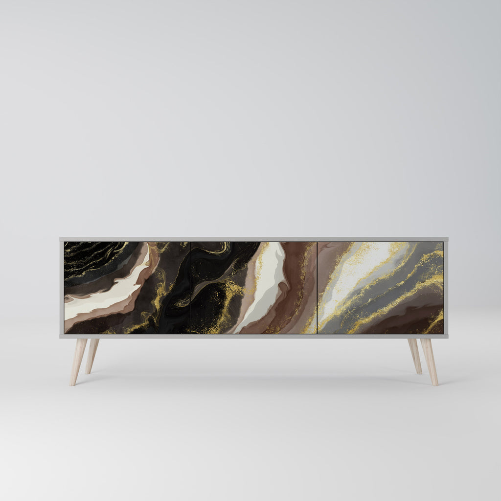 GOLD DUST TV-Lowboard mit 3 Türen in Grau