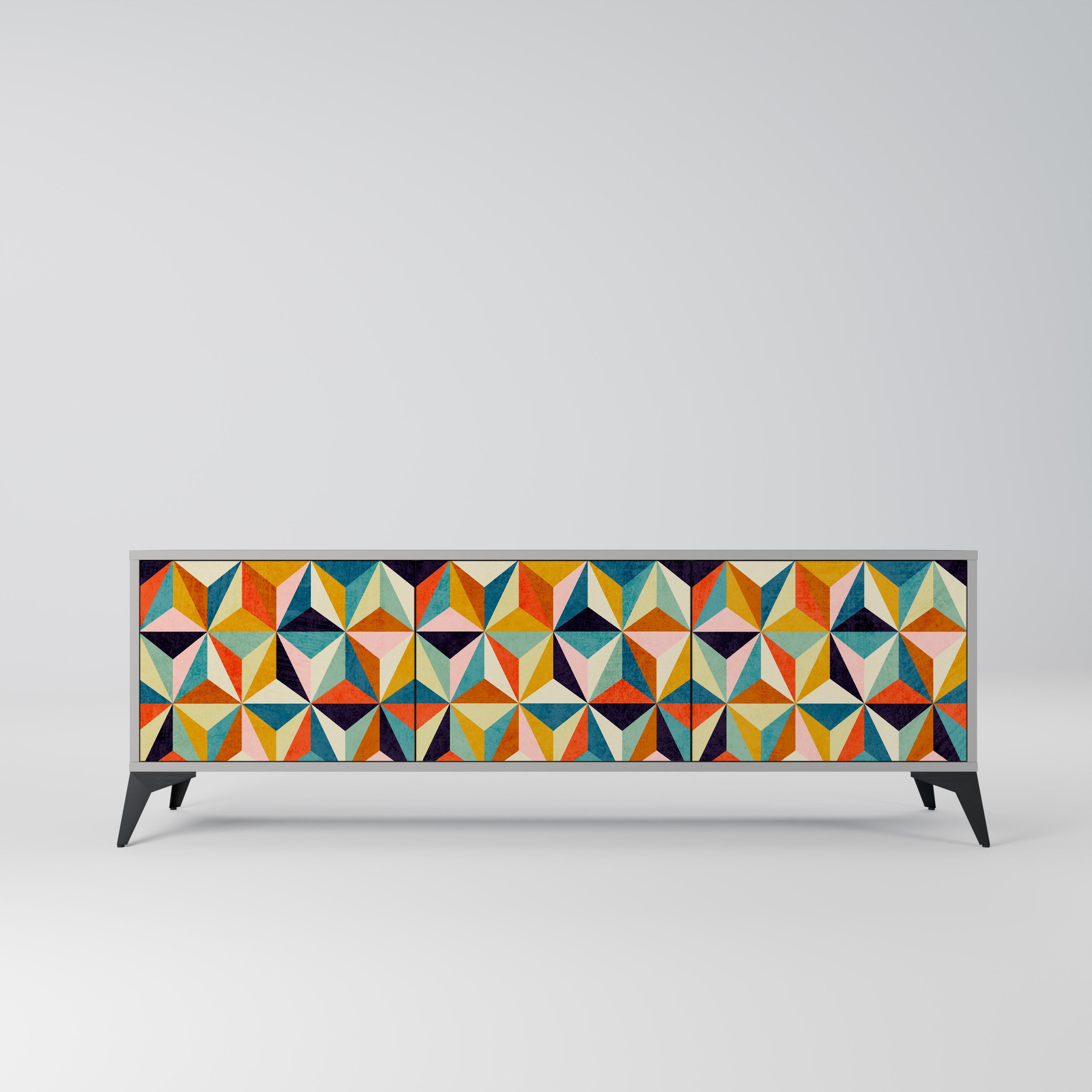 TESSELATE TREASURES TV-Lowboard mit 3 Türen in Grau