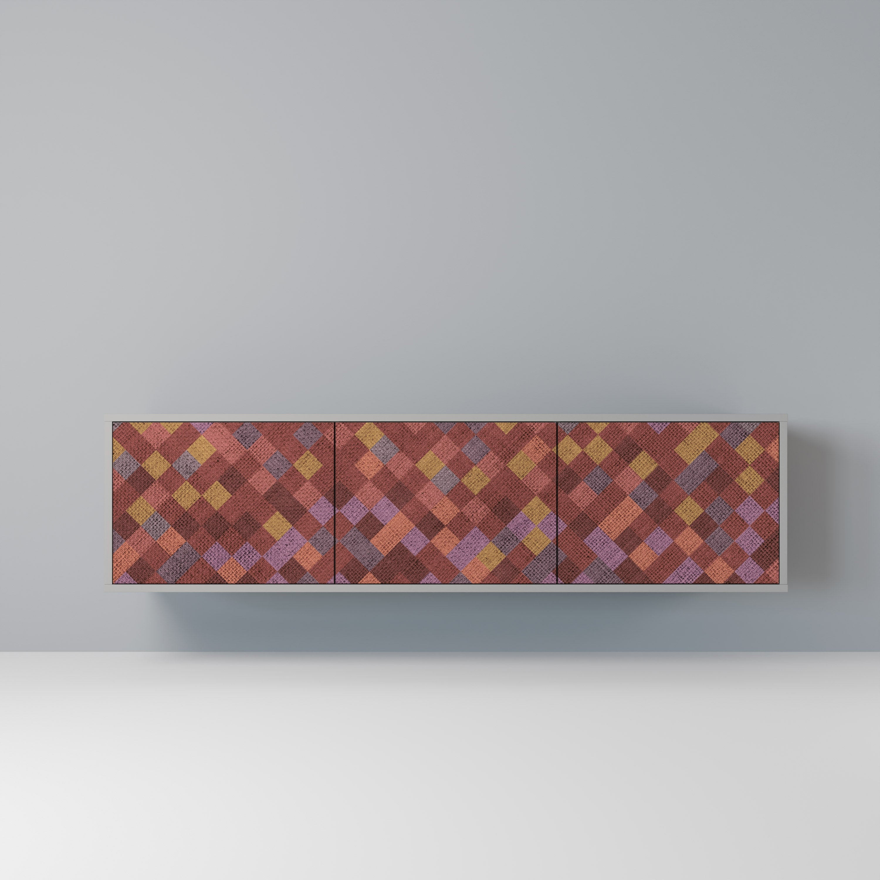 PAINTED SQUARES TV-Lowboard mit 3 Türen in Grau