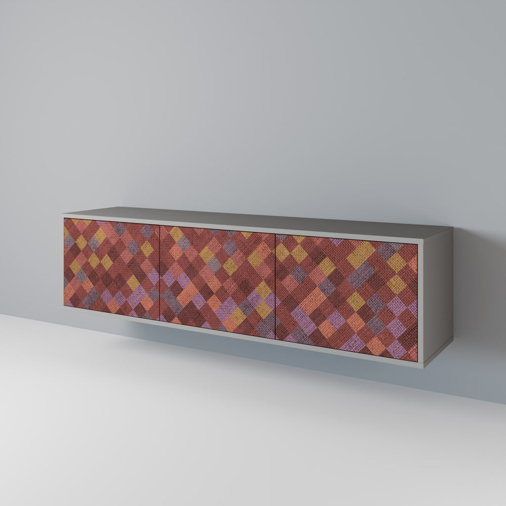 PAINTED SQUARES TV-Lowboard mit 3 Türen in Grau