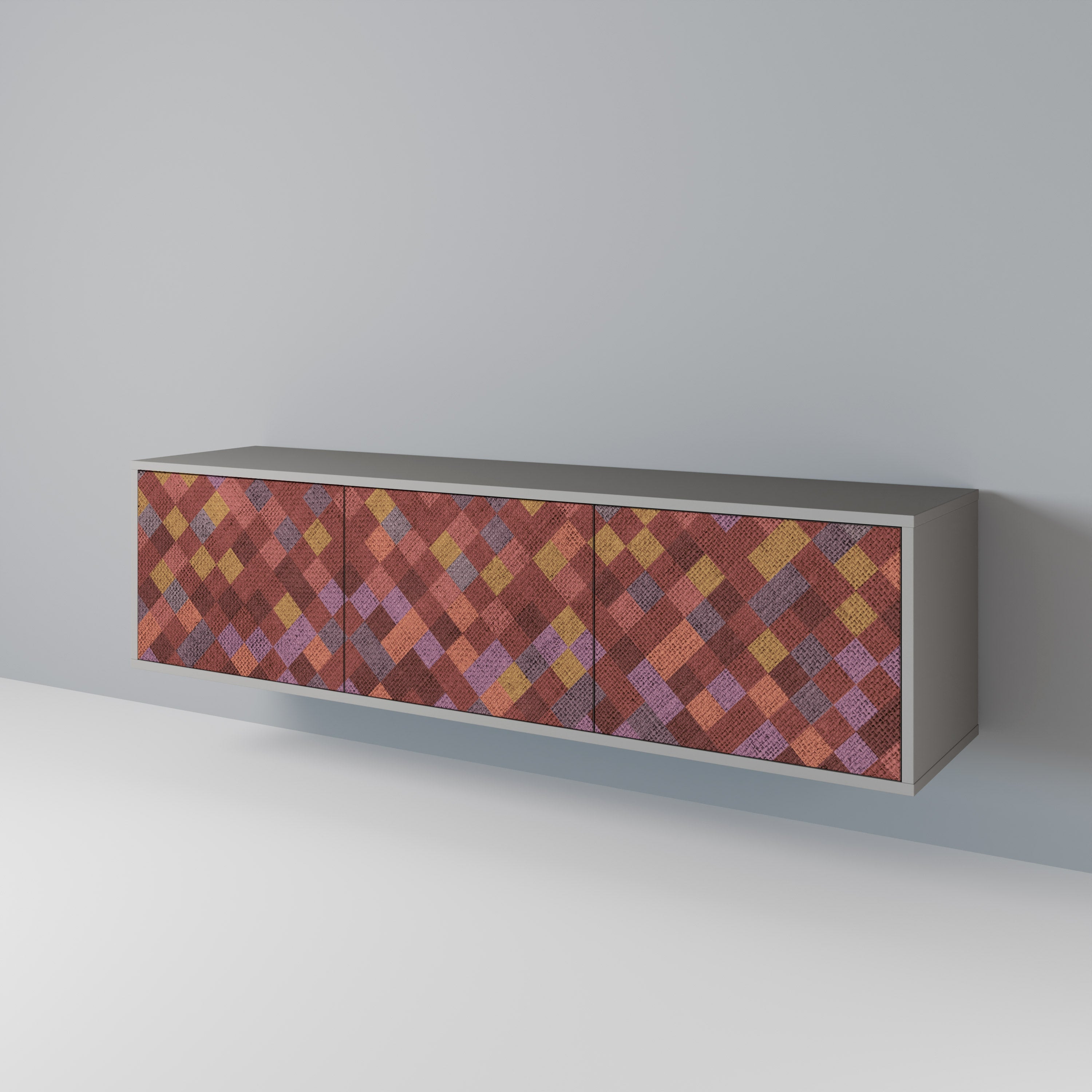 PAINTED SQUARES TV-Lowboard mit 3 Türen in Grau