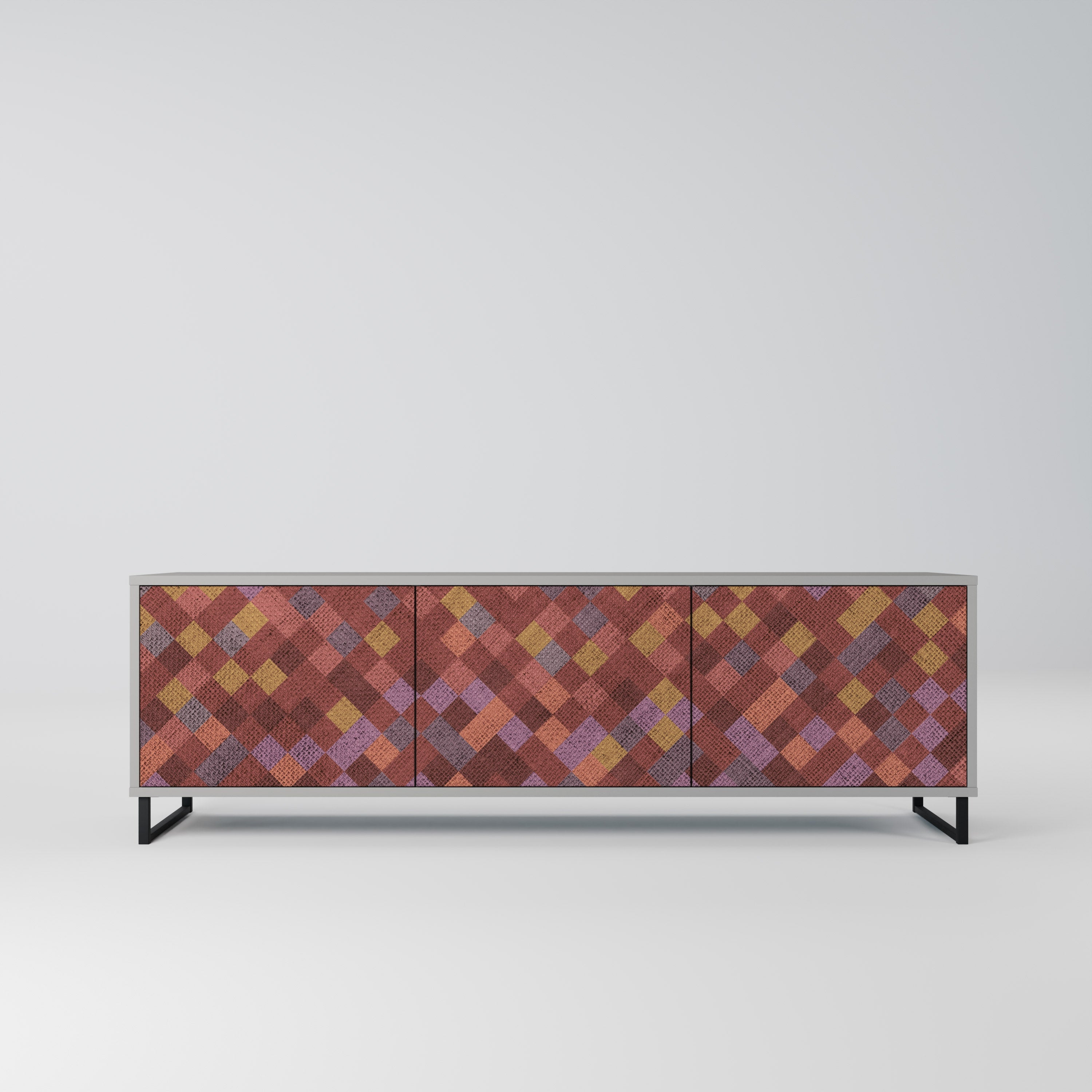 PAINTED SQUARES TV-Lowboard mit 3 Türen in Grau