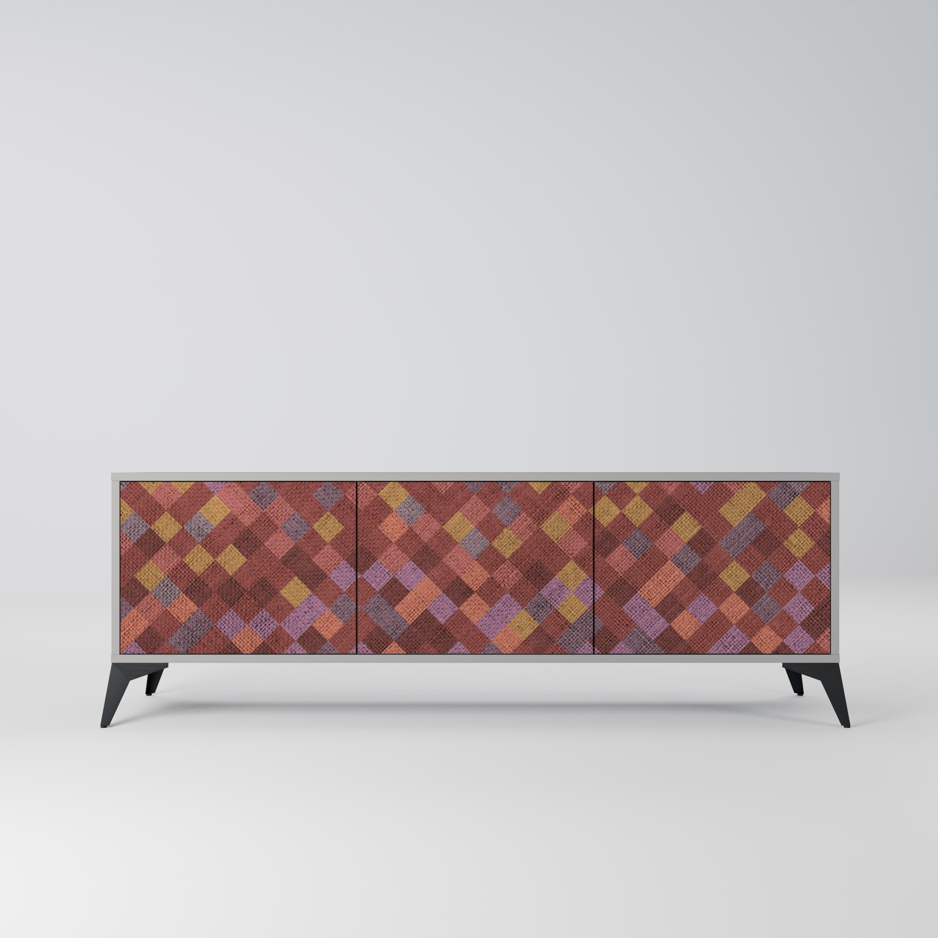 PAINTED SQUARES TV-Lowboard mit 3 Türen in Grau