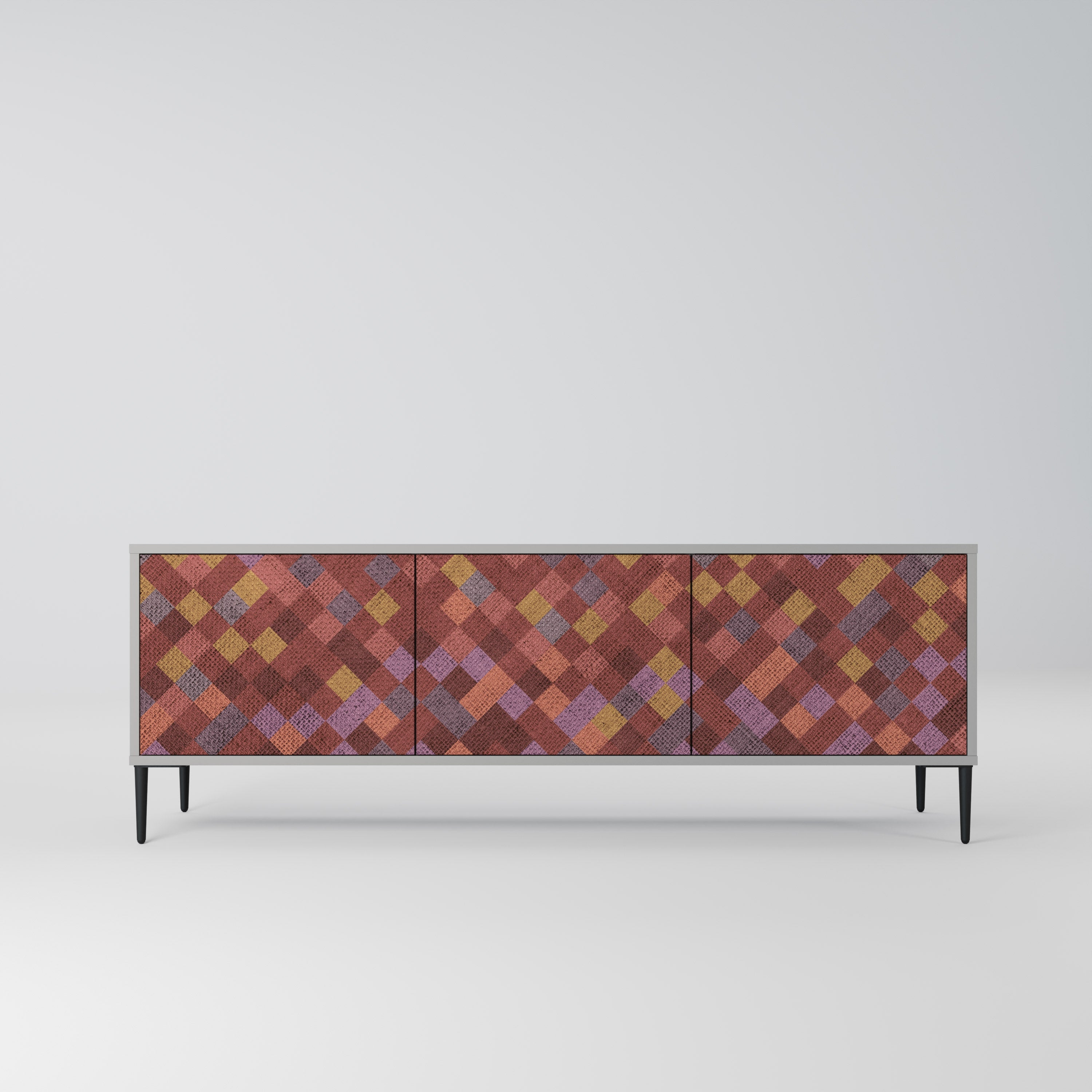 PAINTED SQUARES TV-Lowboard mit 3 Türen in Grau