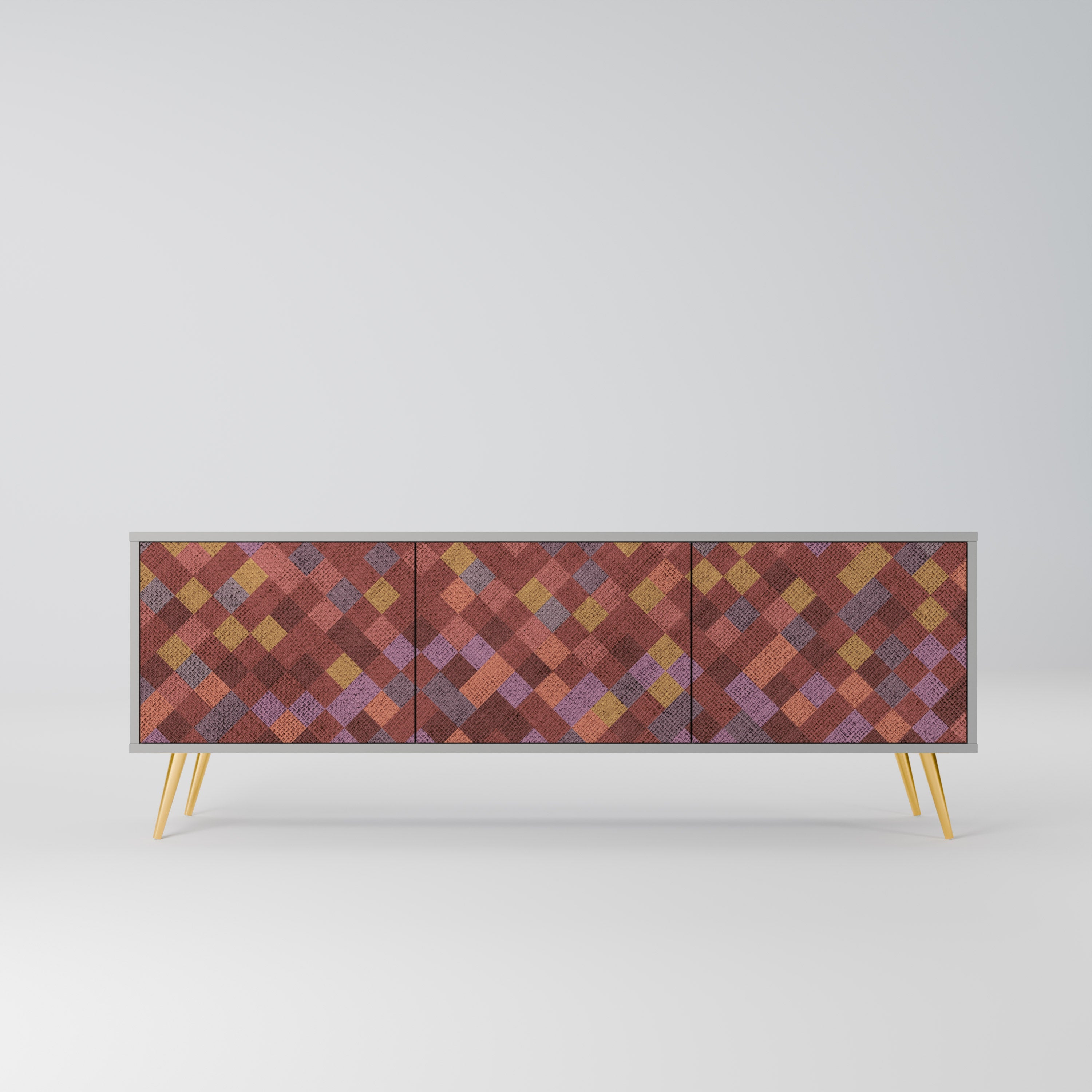 PAINTED SQUARES TV-Lowboard mit 3 Türen in Grau