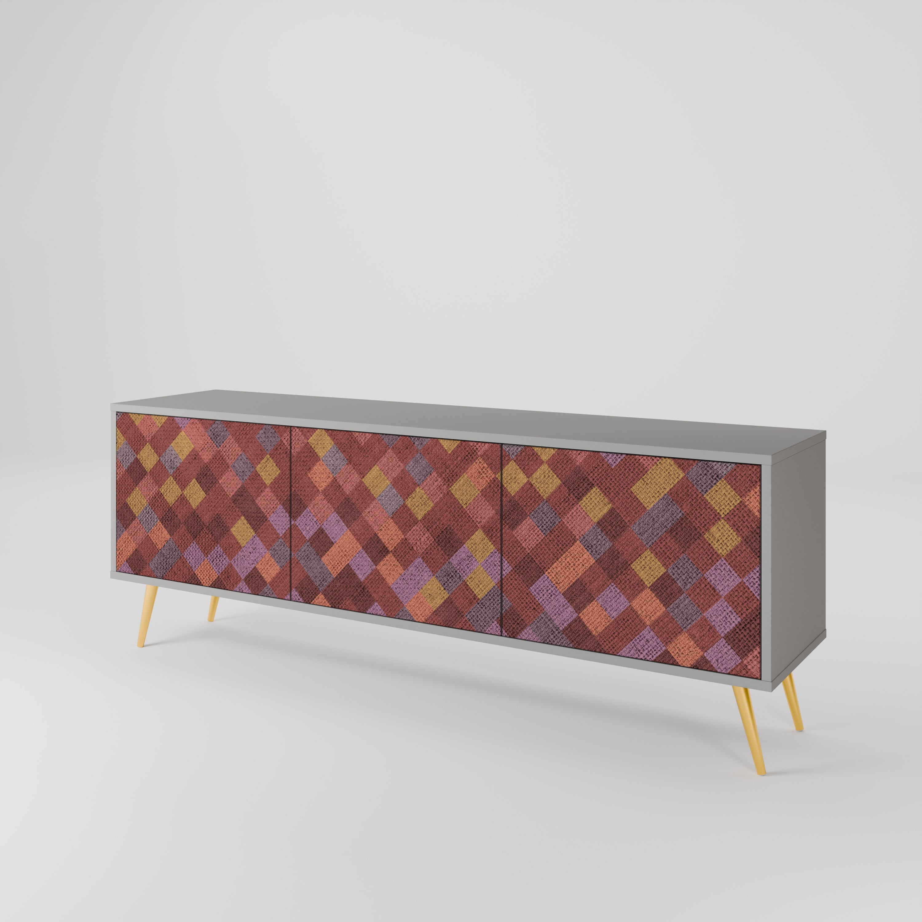 PAINTED SQUARES TV-Lowboard mit 3 Türen in Grau